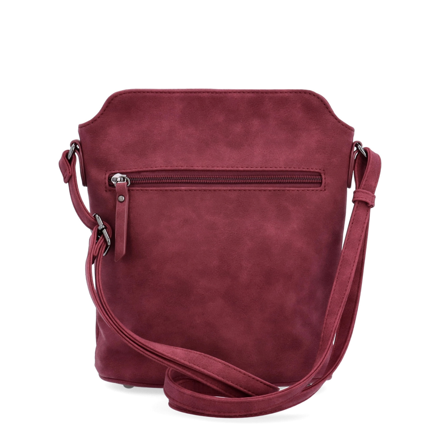 Malá elegantní kabelka s minimalistickým designem Tangerin materiál syntetická kůže zapínání na zip barva vínová velikost malá 1107 BO Zezadu
