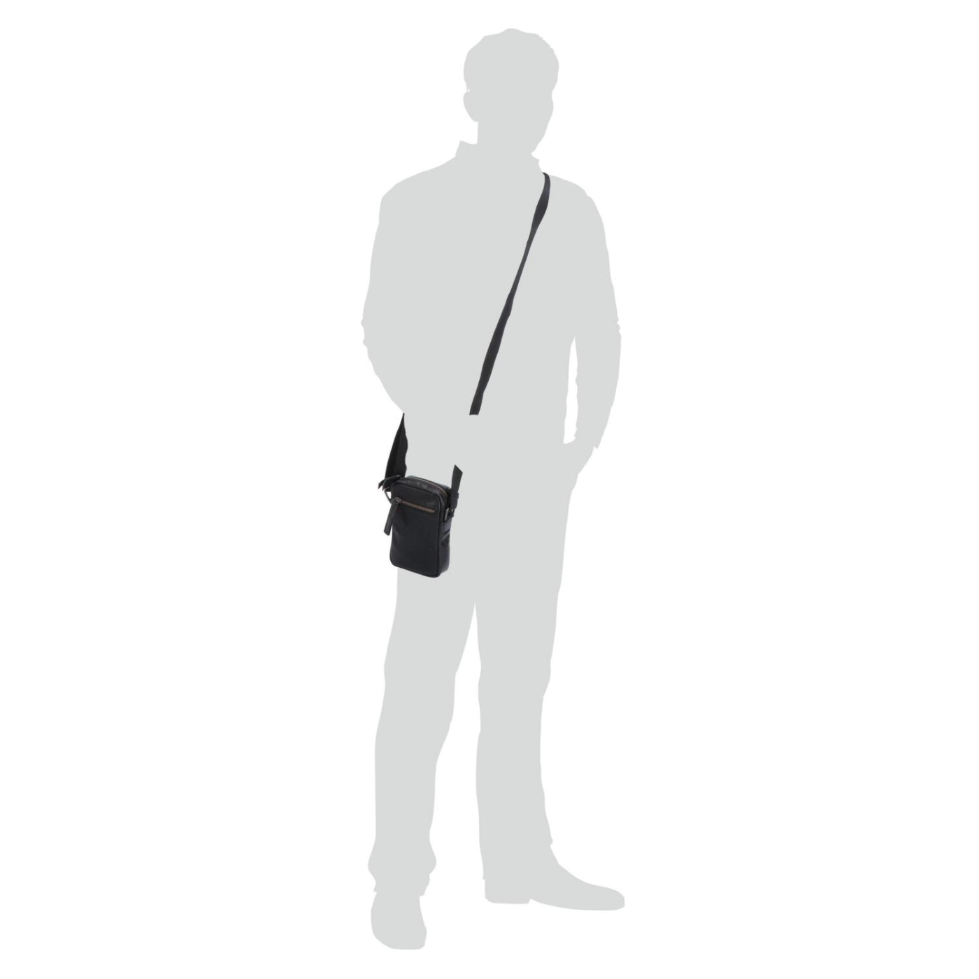 Malá kožená crossbody Poyem materiál kůže zapínání na zip barva černá velikost malá 2220 Poyem C Na postavě