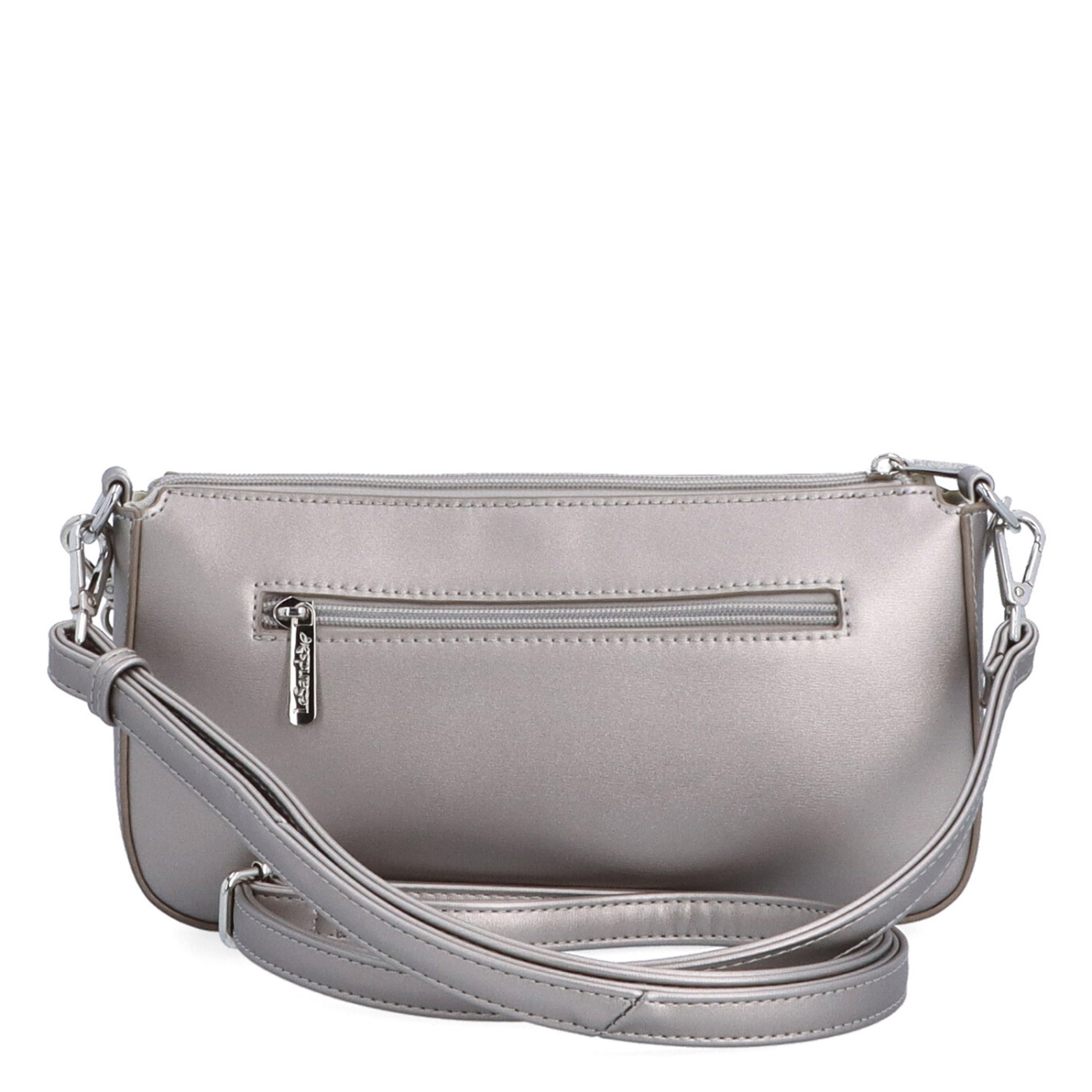 Malá crossbody kabelka s ozdobným řetízkem Le Sands materiál syntetická kůže zapínání na zip barva metalická velikost malá 7714 STR Zezadu