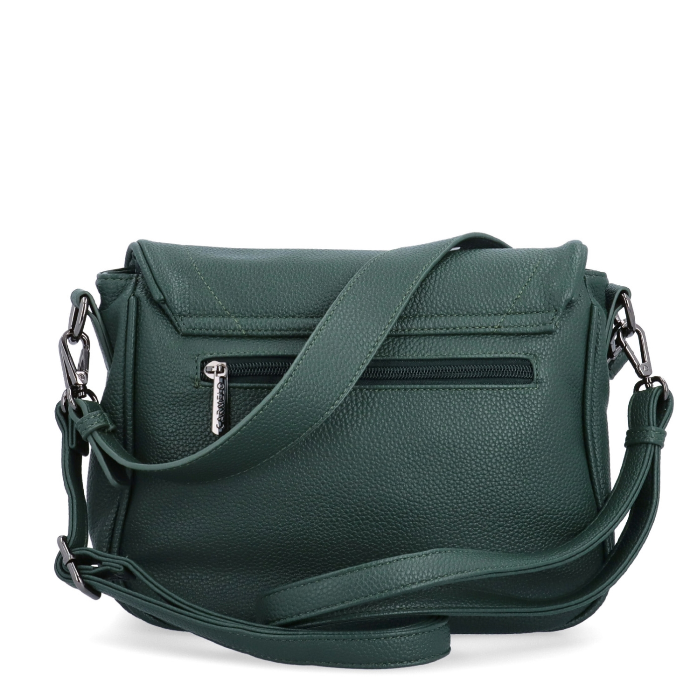 Dámská crossbody kabelka s jemnou strukturou Carmelo materiál syntetická kůže zapínání s klopou barva zelená velikost střední 4361 TZE Zezadu