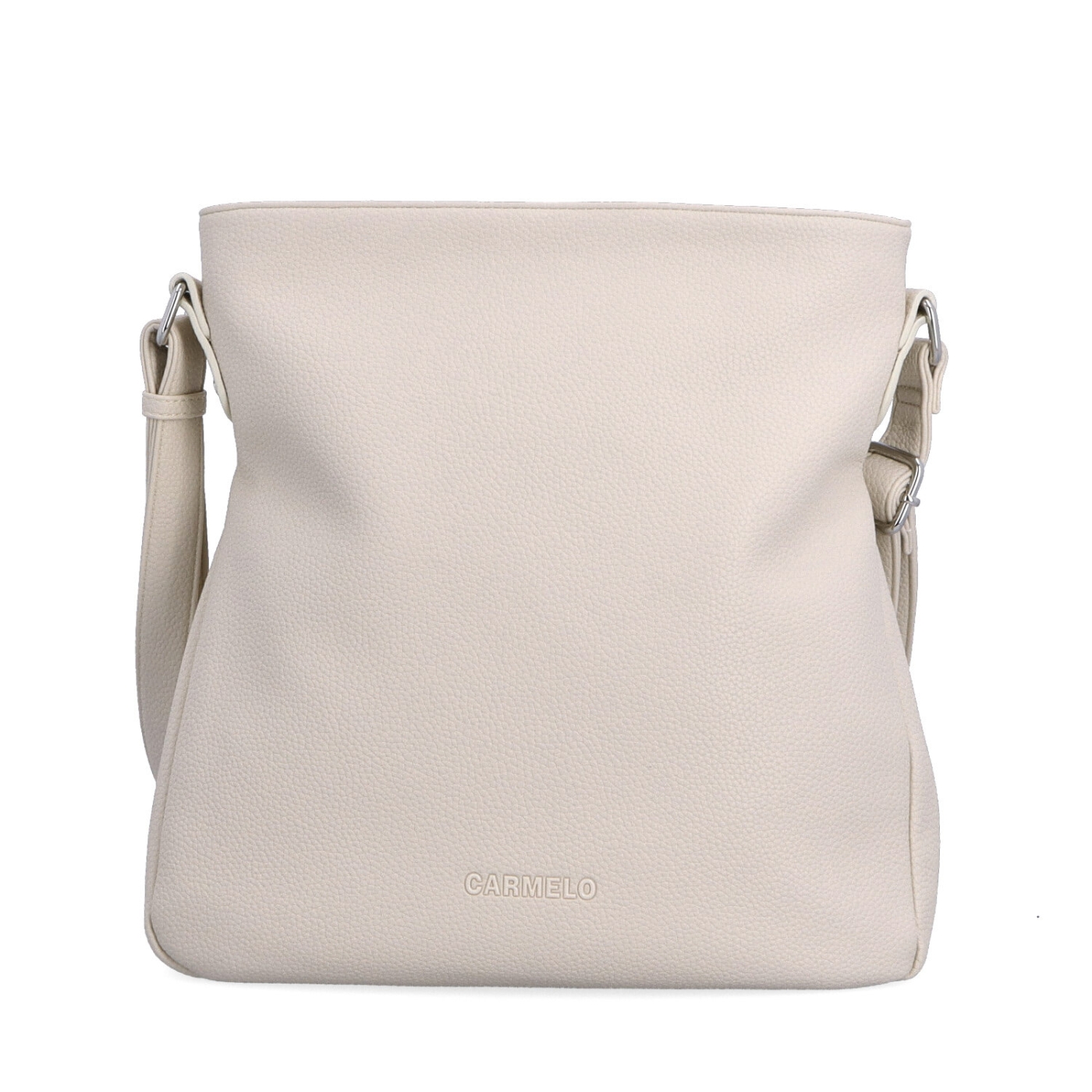 Designová crossbody kabelka Carmelo materiál syntetická kůže zapínání na zip barva béžová velikost střední 4271 BE Zepředu