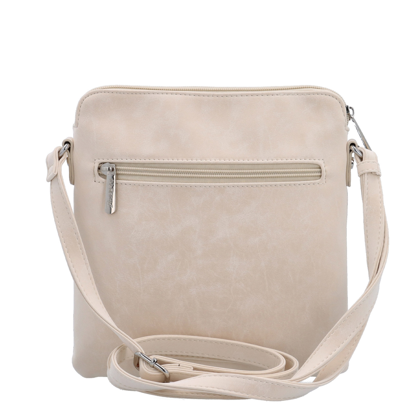 Menší crossbody kabelka z hebkého materiálu Tangerin materiál syntetická kůže zapínání na zip barva béžová velikost malá 7017 BE Zezadu