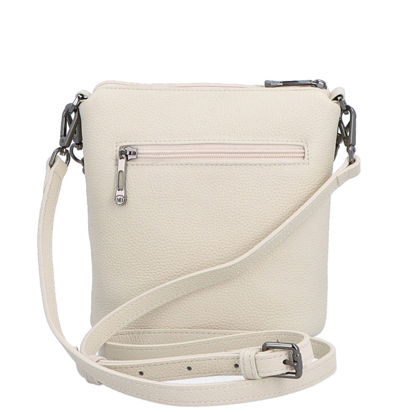 Malá kožená crossbody kabelka s výrazným řetízkem Noelia Bolger materiál kůže zapínání na zip barva béžová velikost malá NB 3016 K Zezadu