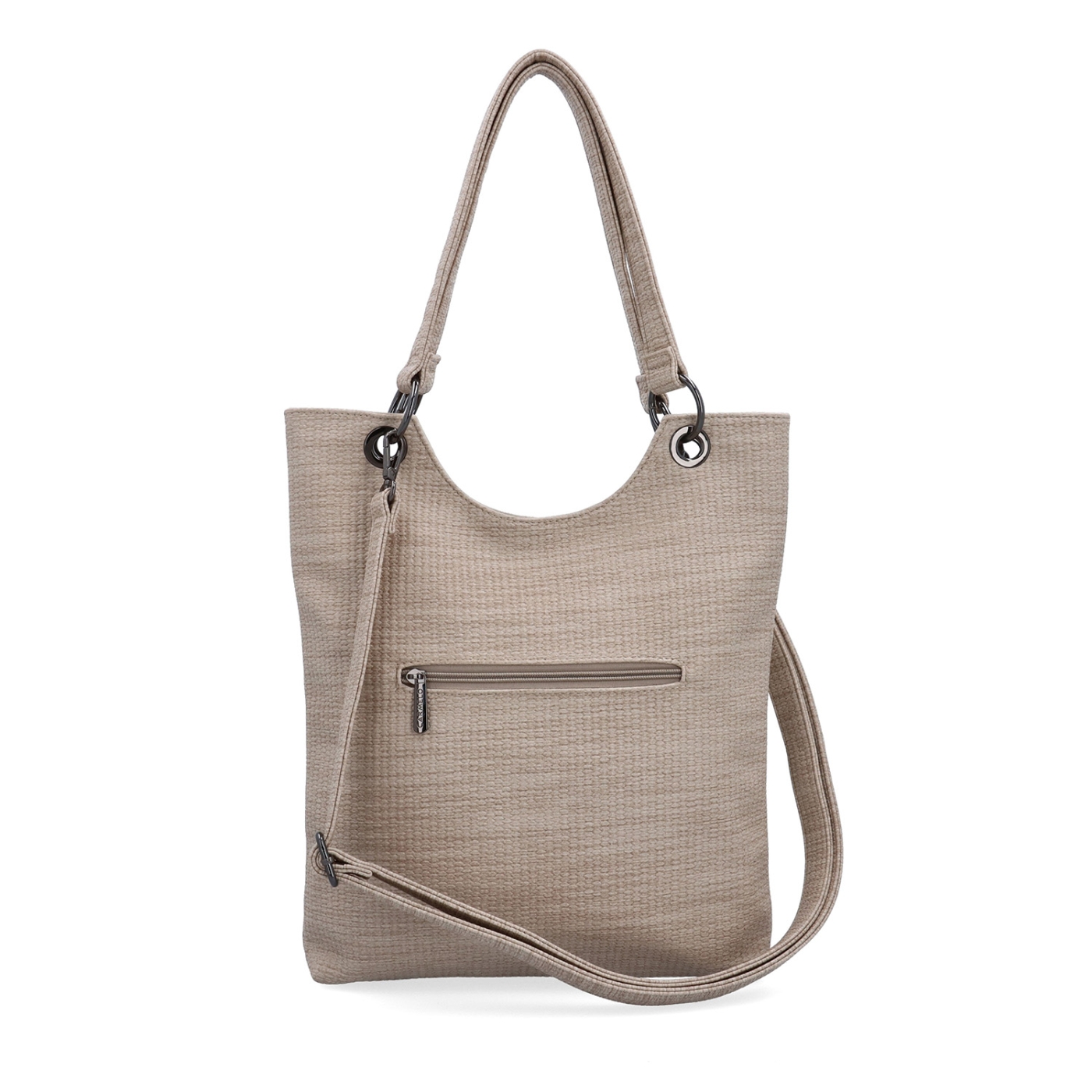 Městská kabelka s odepínacím crossbody popruhem Carmelo materiál syntetická kůže zapínání na zip barva béžová velikost střední 4395 BE Zezadu