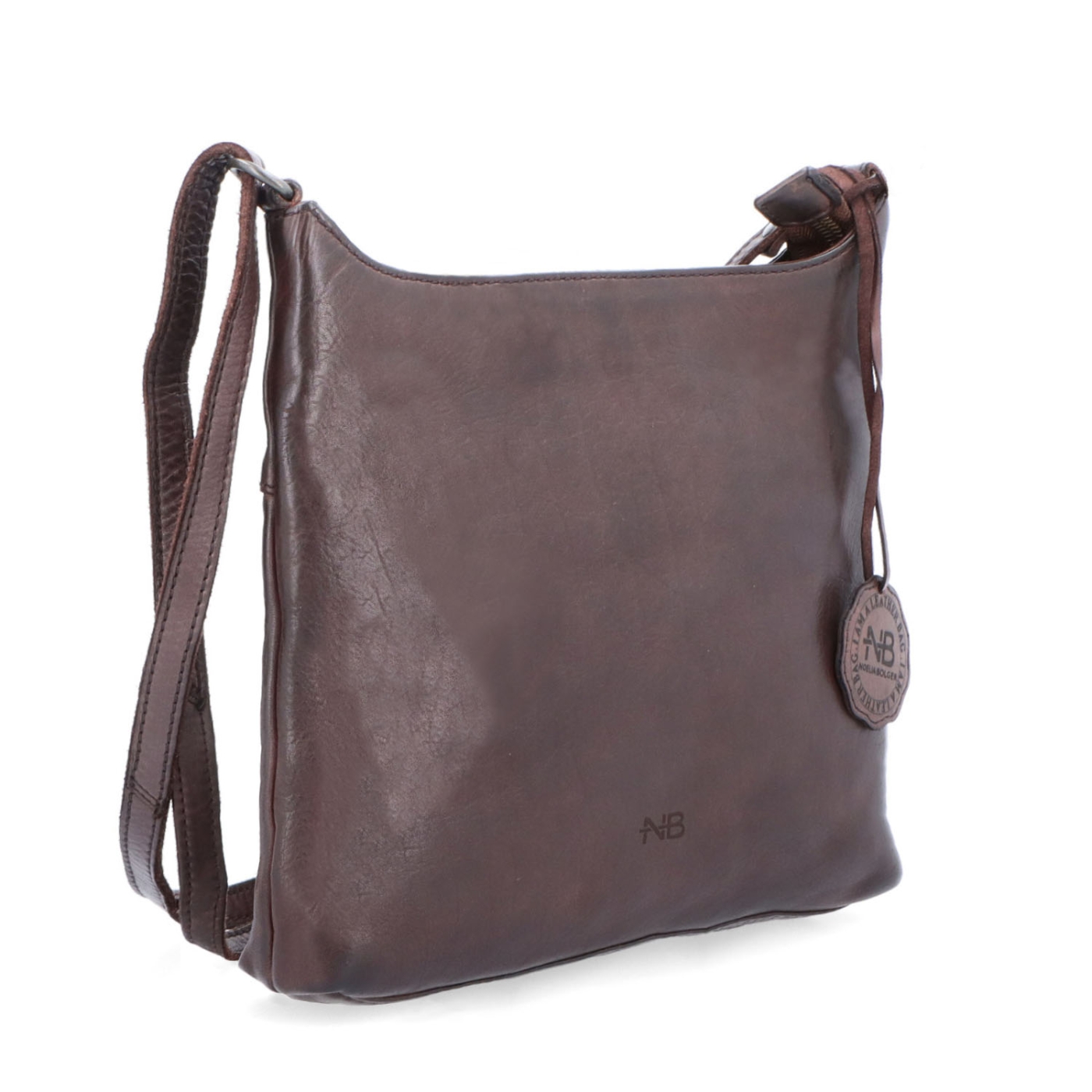 Kožená crossbody kabelka pro každý den Noelia Bolger materiál kůže zapínání na zip barva hnědá velikost malá NB 2404 H