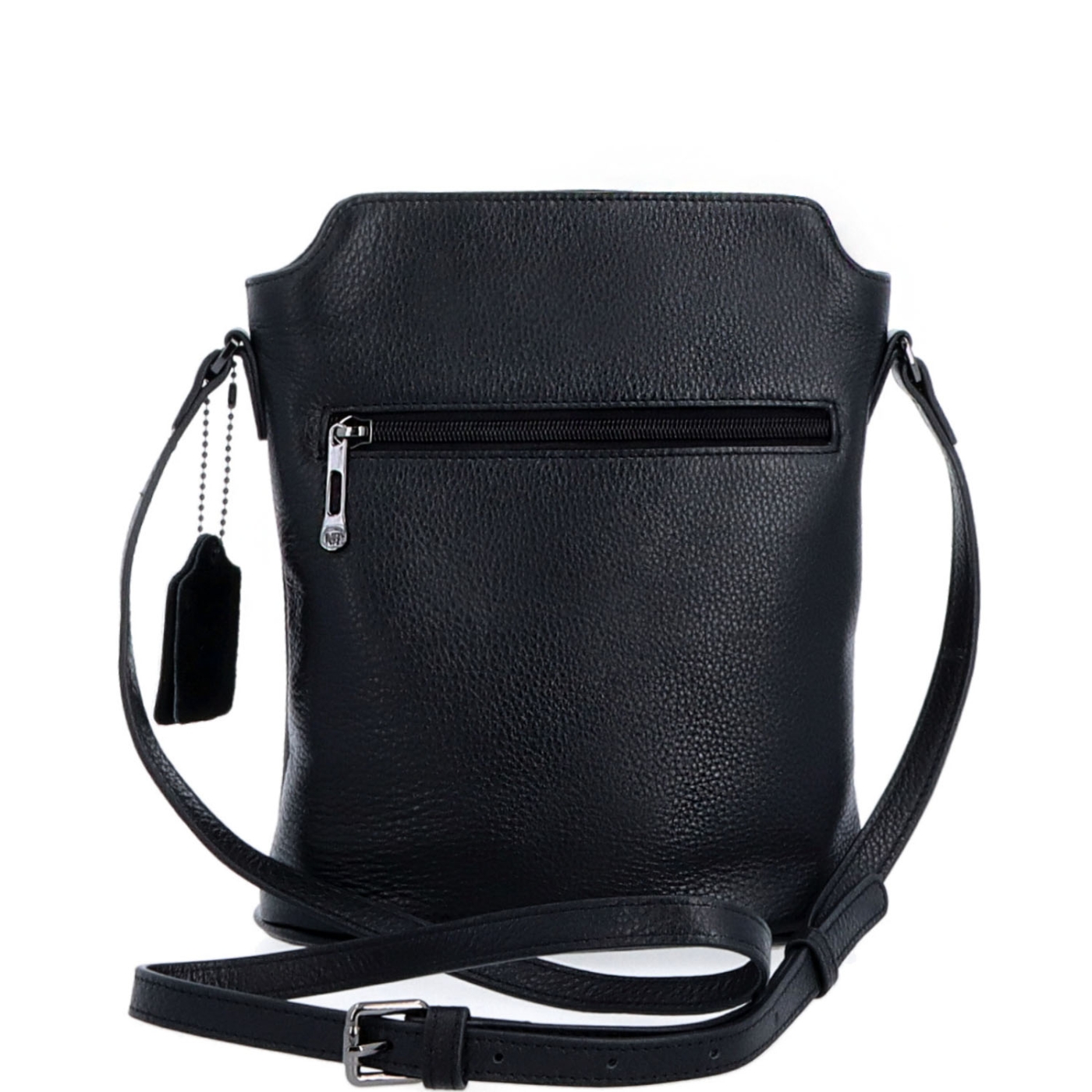 Malá crossbody kabelka ze strukturované kůže Noelia Bolger materiál kůže zapínání na zip barva černá velikost malá NB 3009 C Zezadu