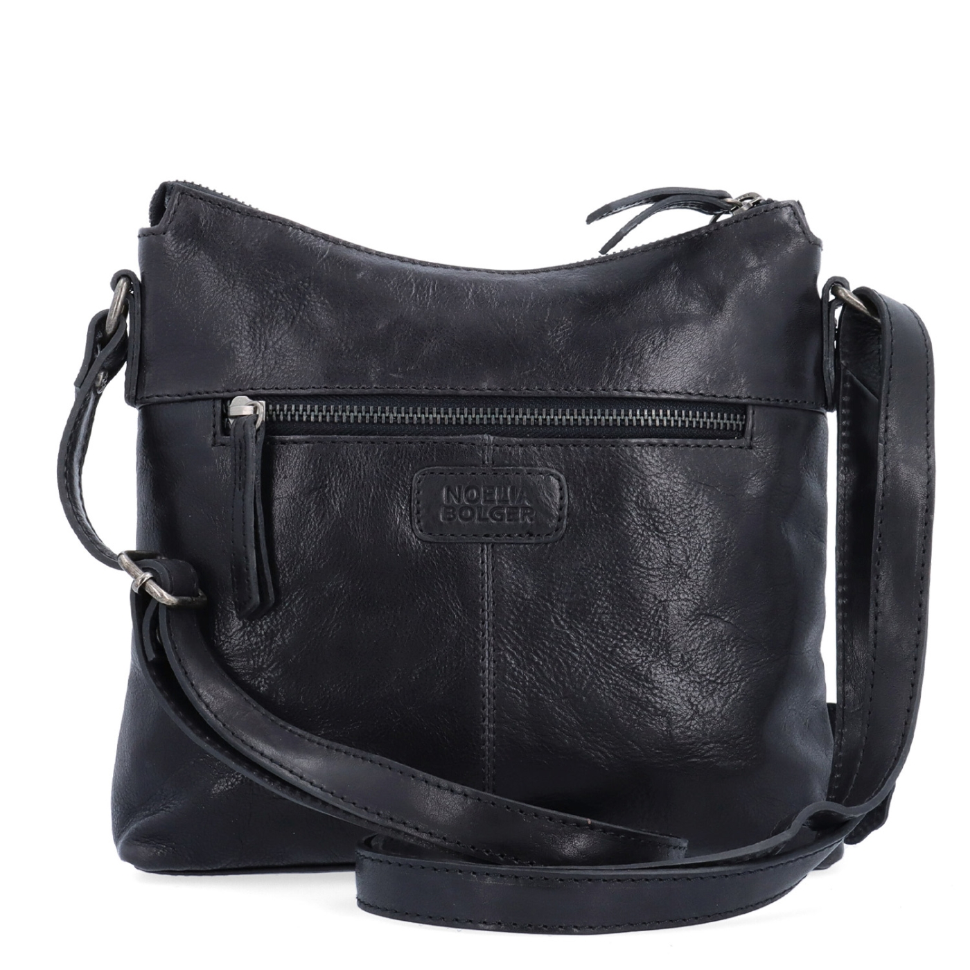 Kožená crossbody kabelka s přívěskem Noelia Bolger materiál kůže zapínání na zip barva černá velikost malá NB 3100 C Zezadu
