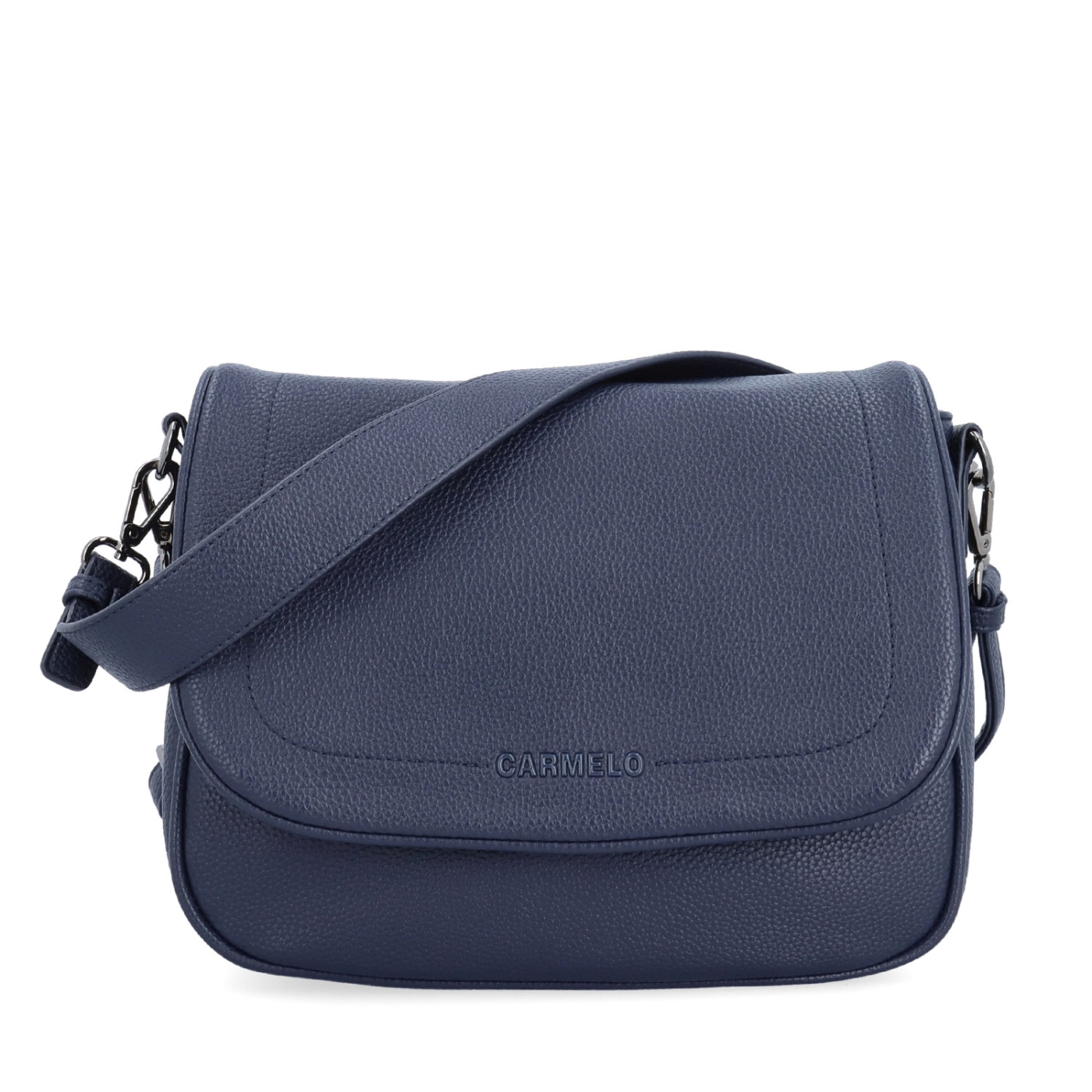 Dámská crossbody kabelka s jemnou strukturou Carmelo materiál syntetická kůže zapínání s klopou barva modrá velikost střední 4361 TM Zepředu