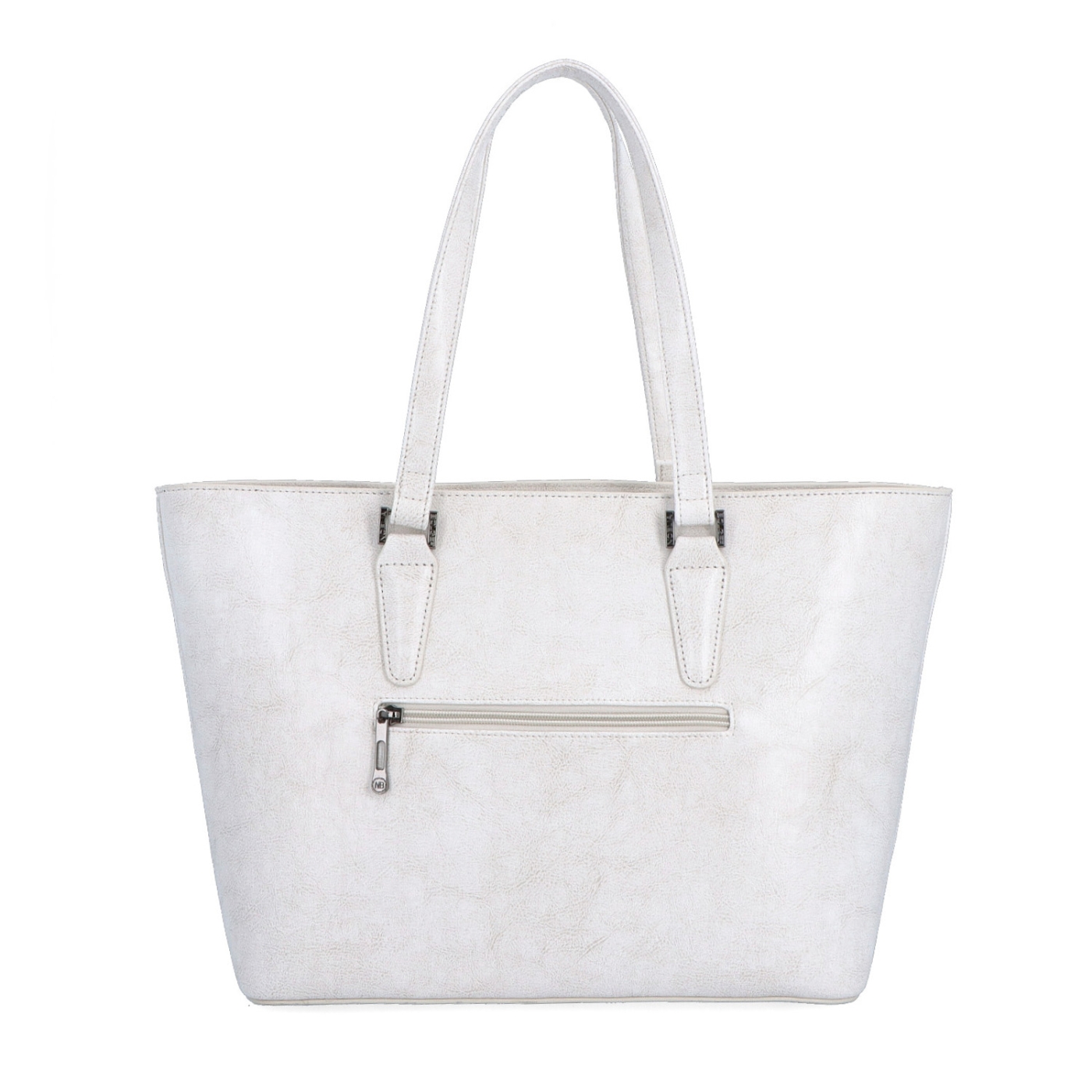 Shopper kabelka přes rameno Noelia Bolger materiál kůže zapínání na zip barva bílá velikost velká NB 0047 OW Zezadu