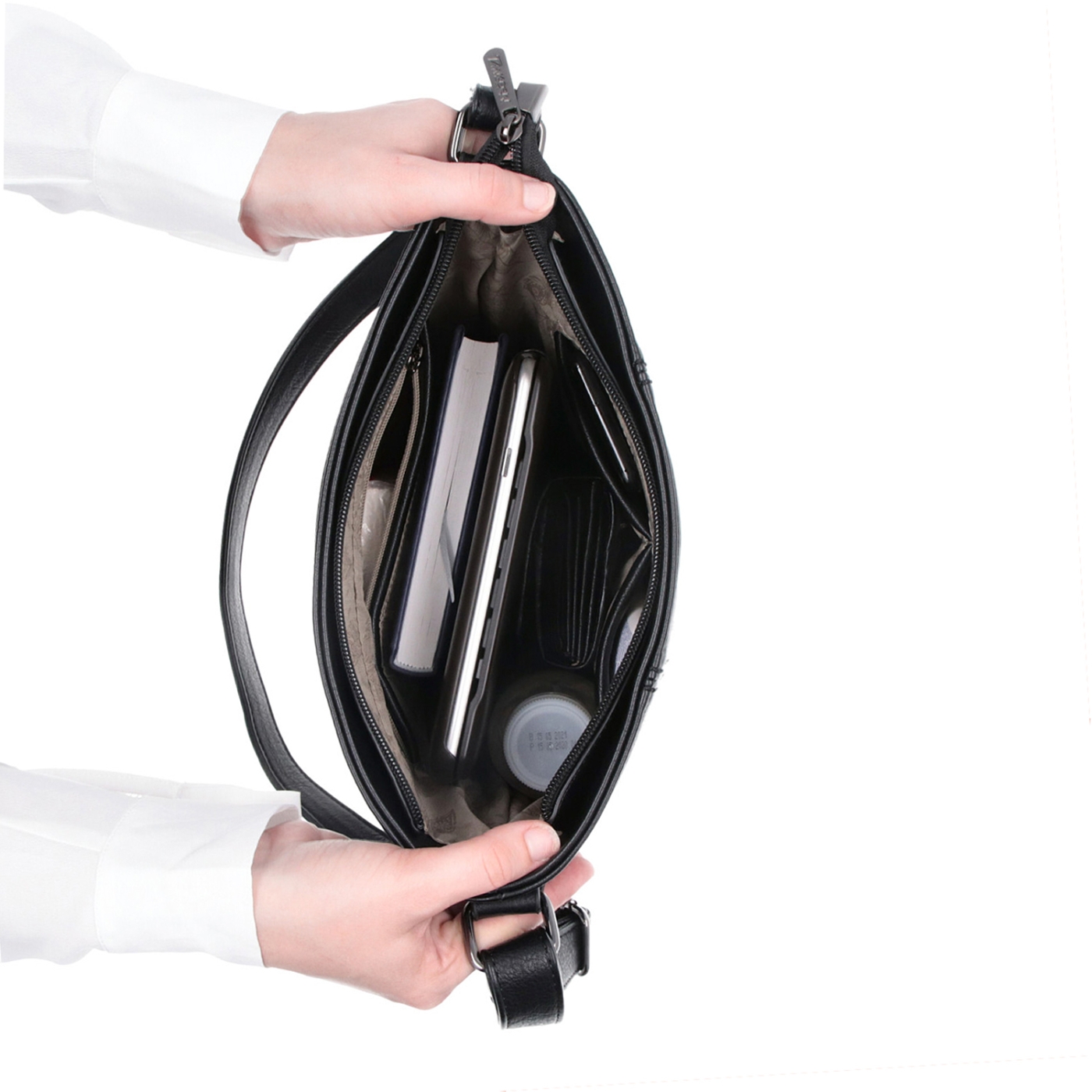 Crossbody kabelka Tangerin materiál syntetická kůže zapínání na zip barva vínová velikost střední 8004 BO Vnitřek