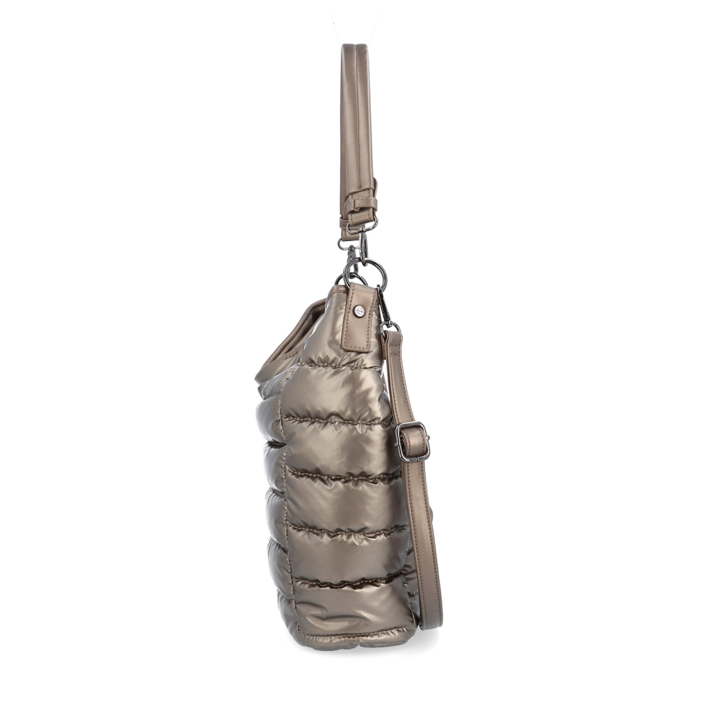 Měkká kabelka s prošíváním a elegantním nádechem Carmelo materiál nylon zapínání na zip barva metalická velikost střední 4383 BR Z boku
