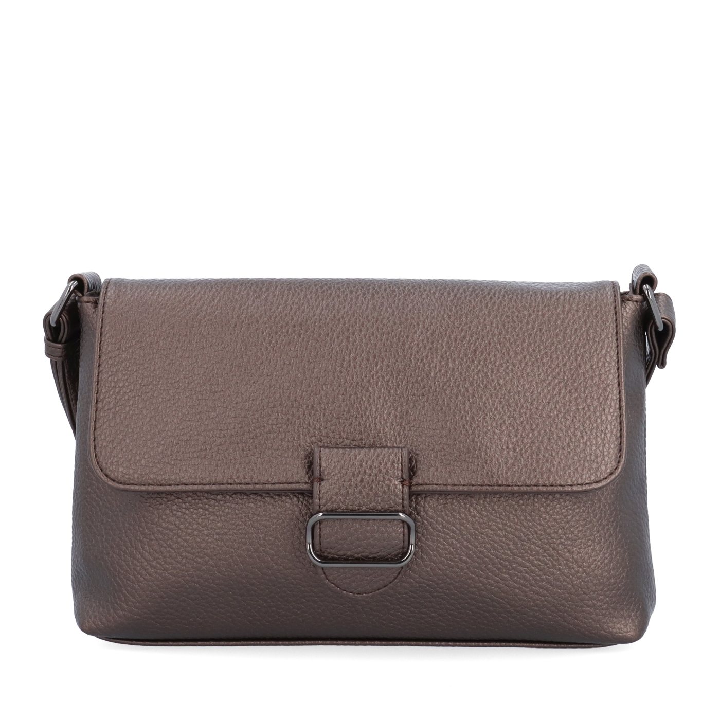 Elegantní crossbody kabelka s klopou Le Sands materiál syntetická kůže zapínání s klopou barva metalická velikost malá 4652 BR Zepředu