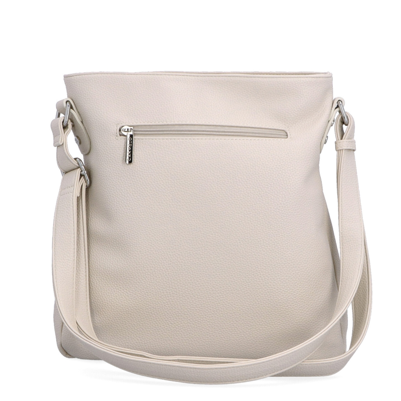 Designová crossbody kabelka Carmelo materiál syntetická kůže zapínání na zip barva béžová velikost střední 4271 BE Zezadu