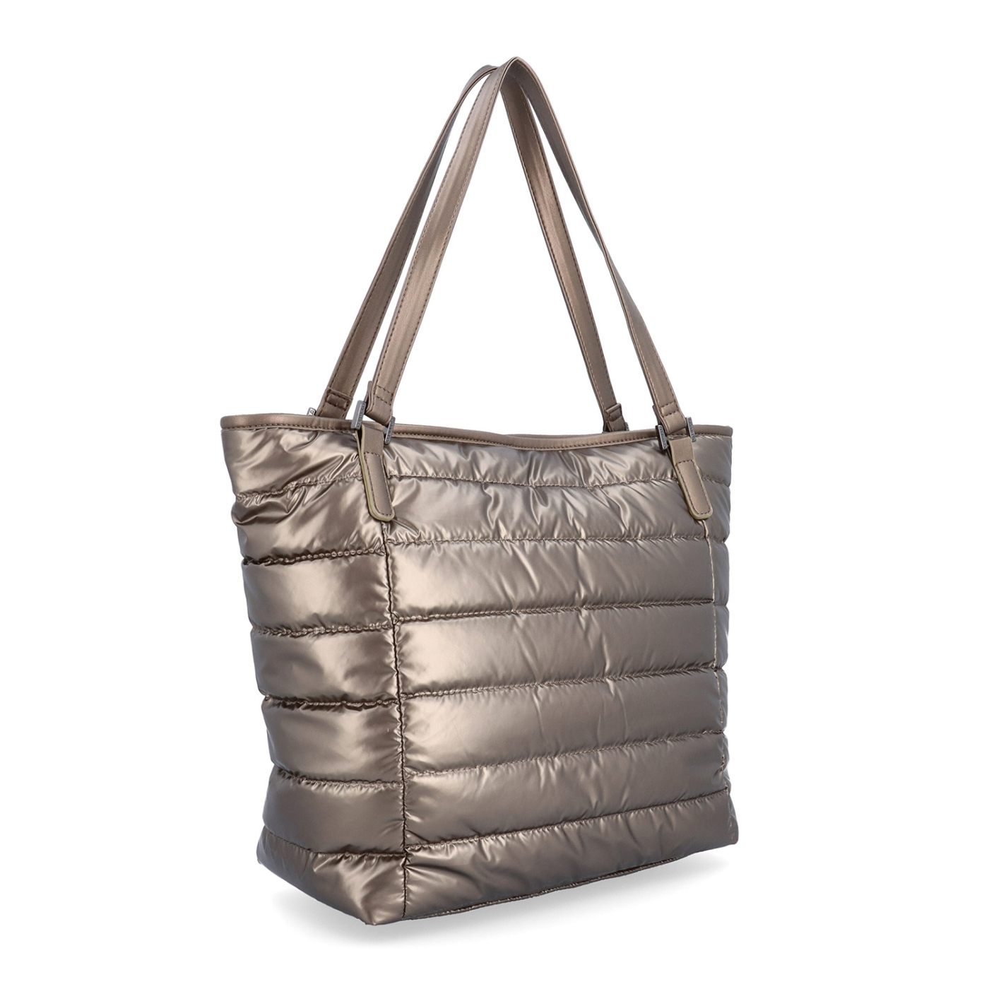 Shopperka přes rameno z nadýchaného materiálu Carmelo materiál nylon zapínání na zip barva metalická velikost velká 4385 BR