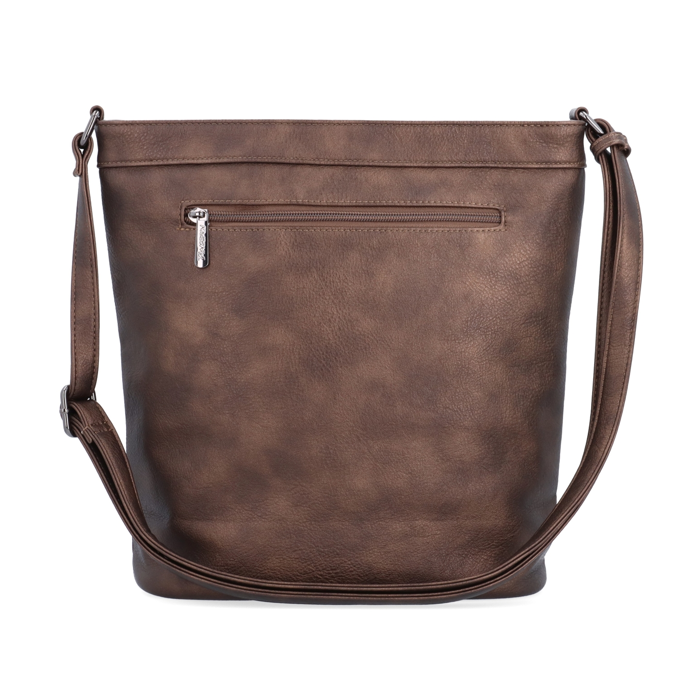Crossbody kabelka s ozdobnými zipy Tangerin materiál syntetická kůže zapínání na zip barva metalická velikost střední 8050 BR Zezadu
