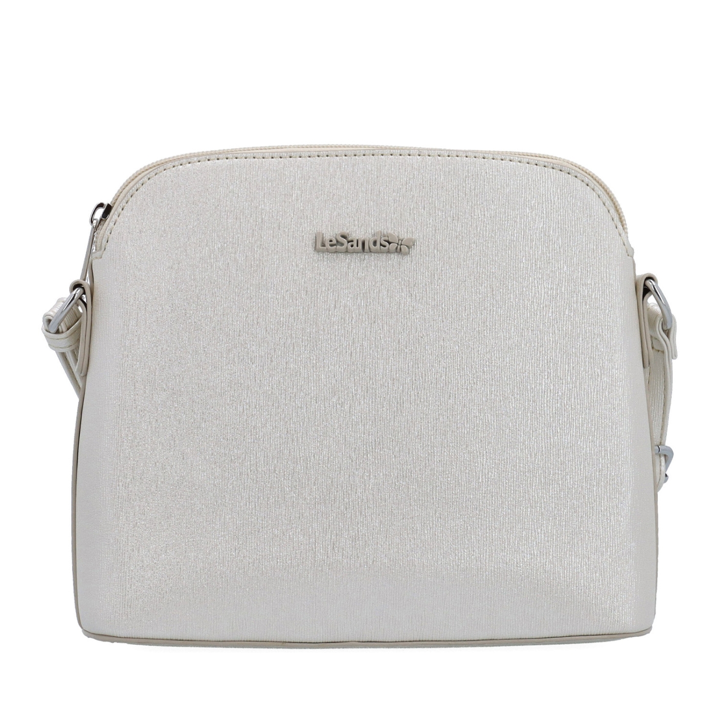 Elegantní crossbody kabelka s čistým designem Le Sands materiál syntetická kůže zapínání na zip barva béžová velikost malá 4607 PRL Zepředu