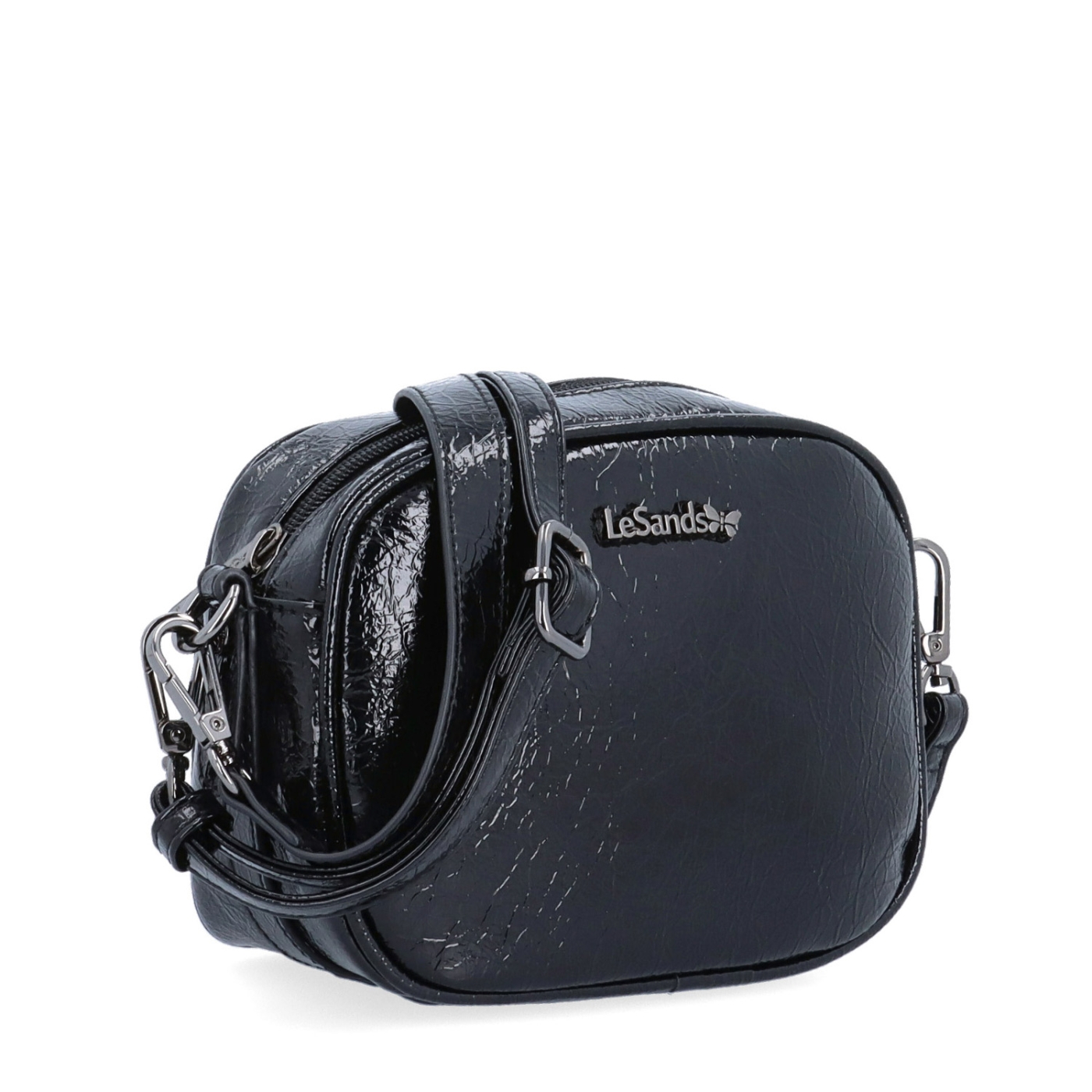 Malá crossbody kabelka se strukturovaným povrchem Le Sands materiál syntetická kůže zapínání na zip barva černá velikost malá 4372 C