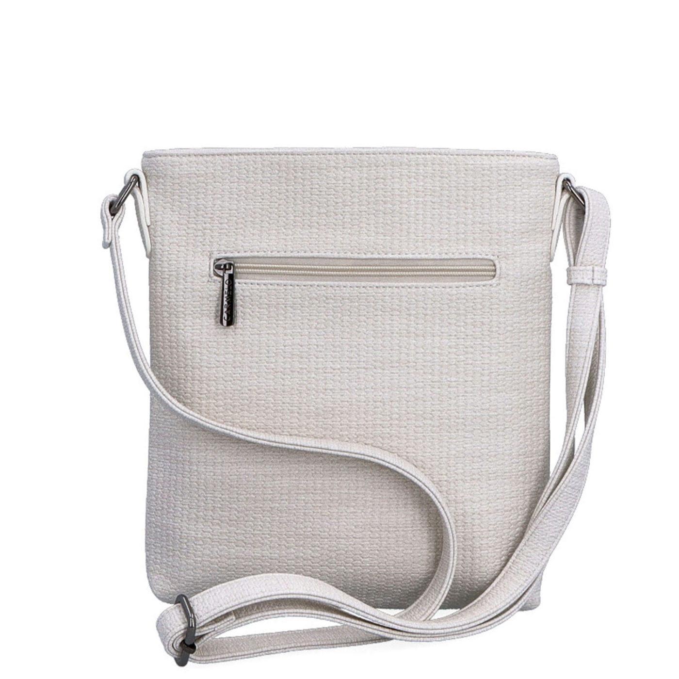 Malá slaměná crossbody kabelka Carmelo materiál syntetická kůže zapínání na zip barva béžová velikost malá 4308 K Zezadu