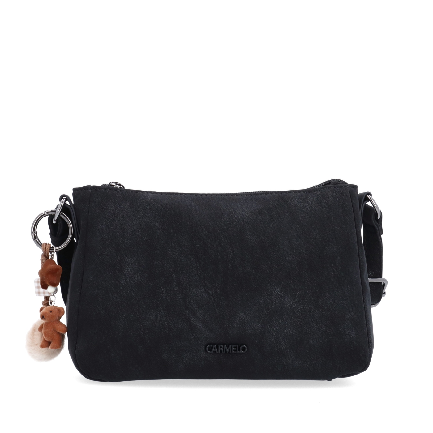 Elegantní malá crossbody kabelka Carmelo materiál syntetická kůže zapínání na zip barva černá velikost malá 4666 C Zepředu