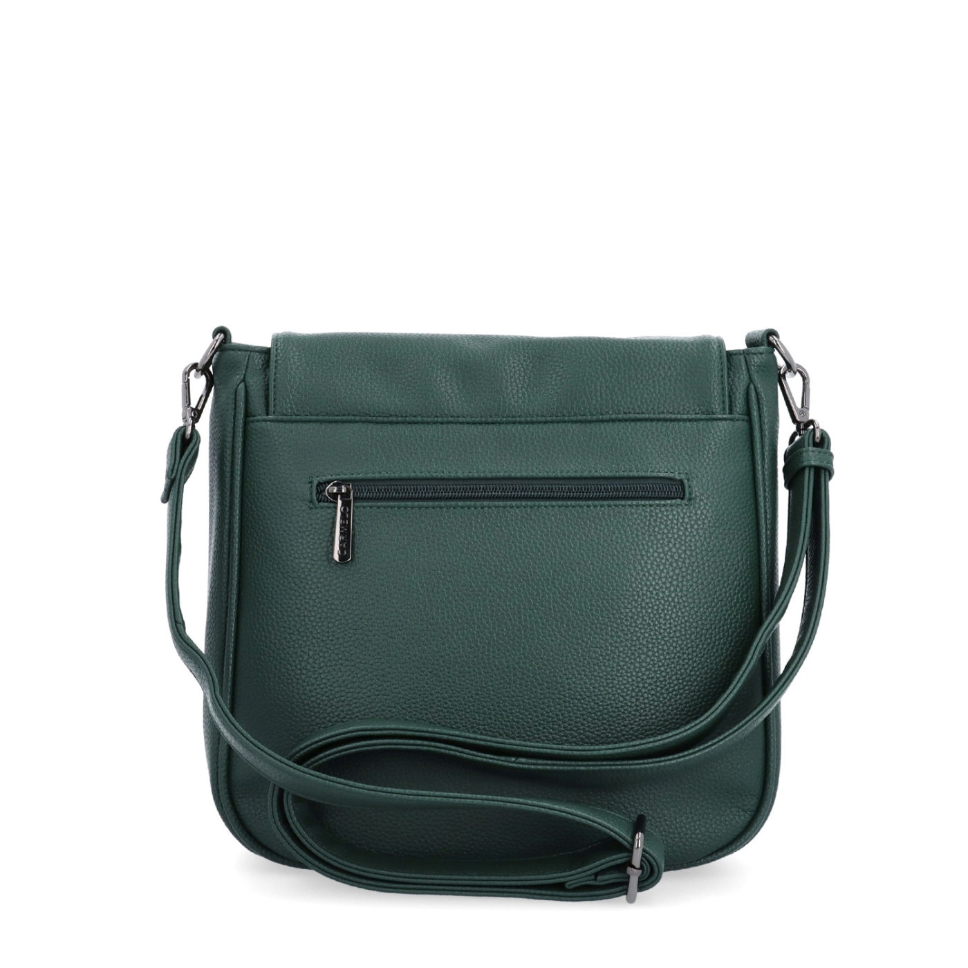 Syntetická crossbody kabelka s výraznou sponou Carmelo materiál syntetická kůže zapínání s klopou barva zelená velikost střední 4363 TZE Zezadu