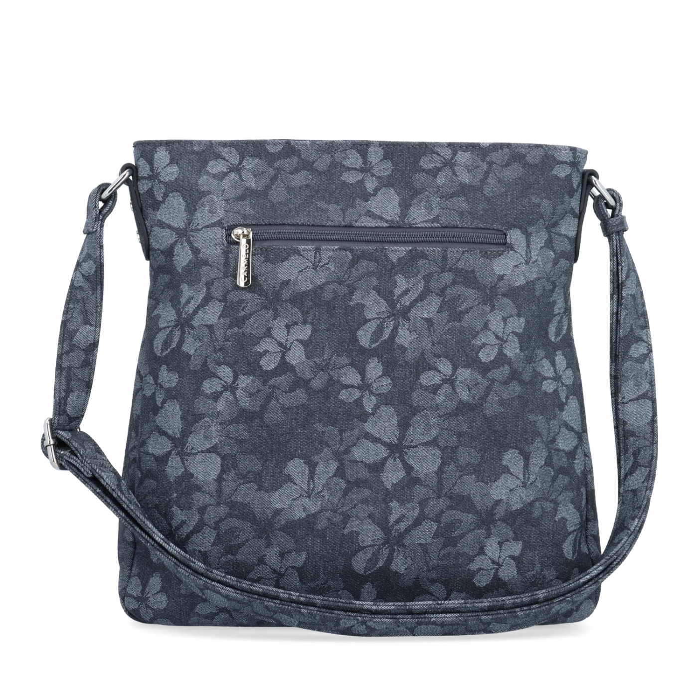 Crossbody kabelka s jemným květinovým vzorem Carmelo materiál syntetická kůže zapínání na zip barva černá velikost střední 4601 C Zezadu