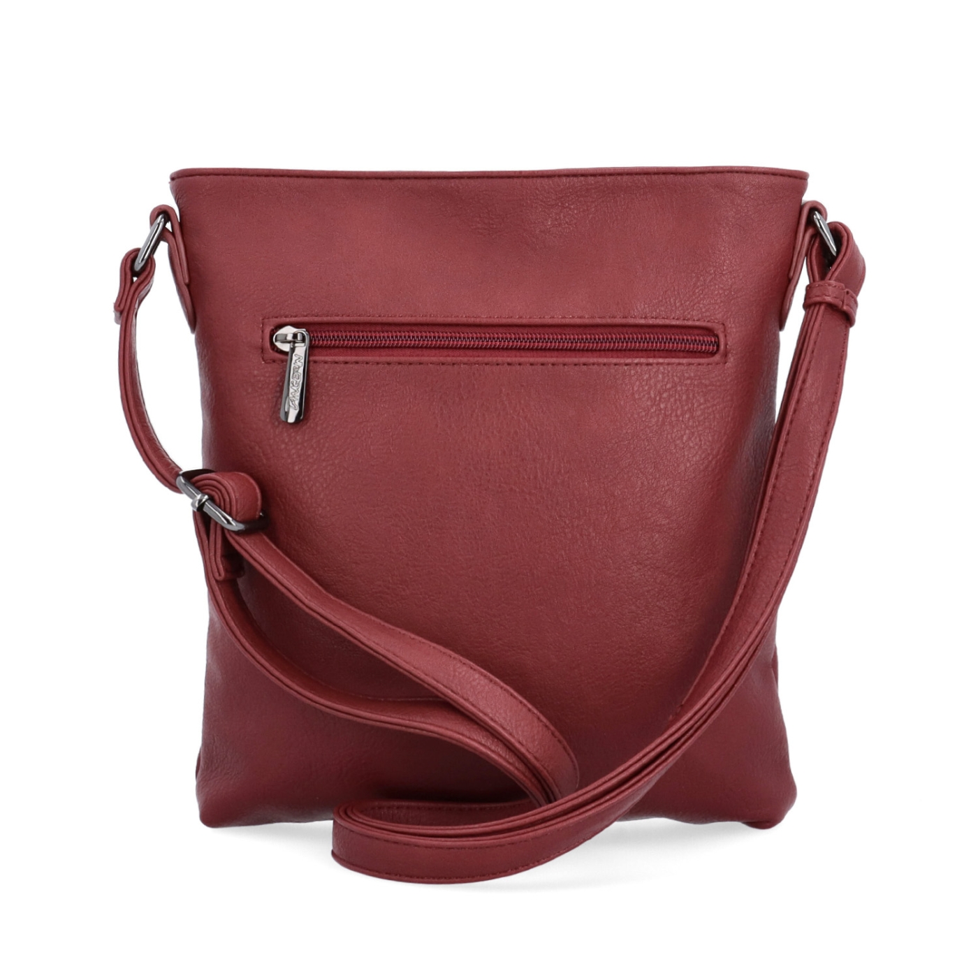 Malá sportovní crossbody kabelka Tangerin materiál syntetická kůže zapínání na zip barva vínová velikost malá 8011 BO Zezadu