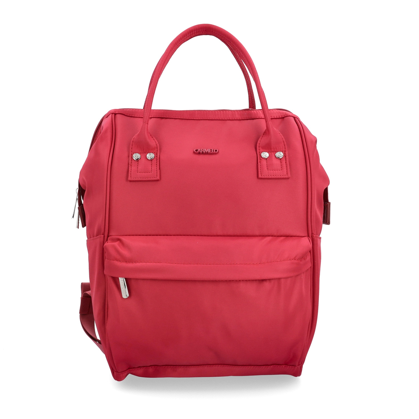 Velký praktický batoh značky Carmelo Carmelo materiál nylon zapínání na zip barva červená velikost velká 4319 CV Zepředu