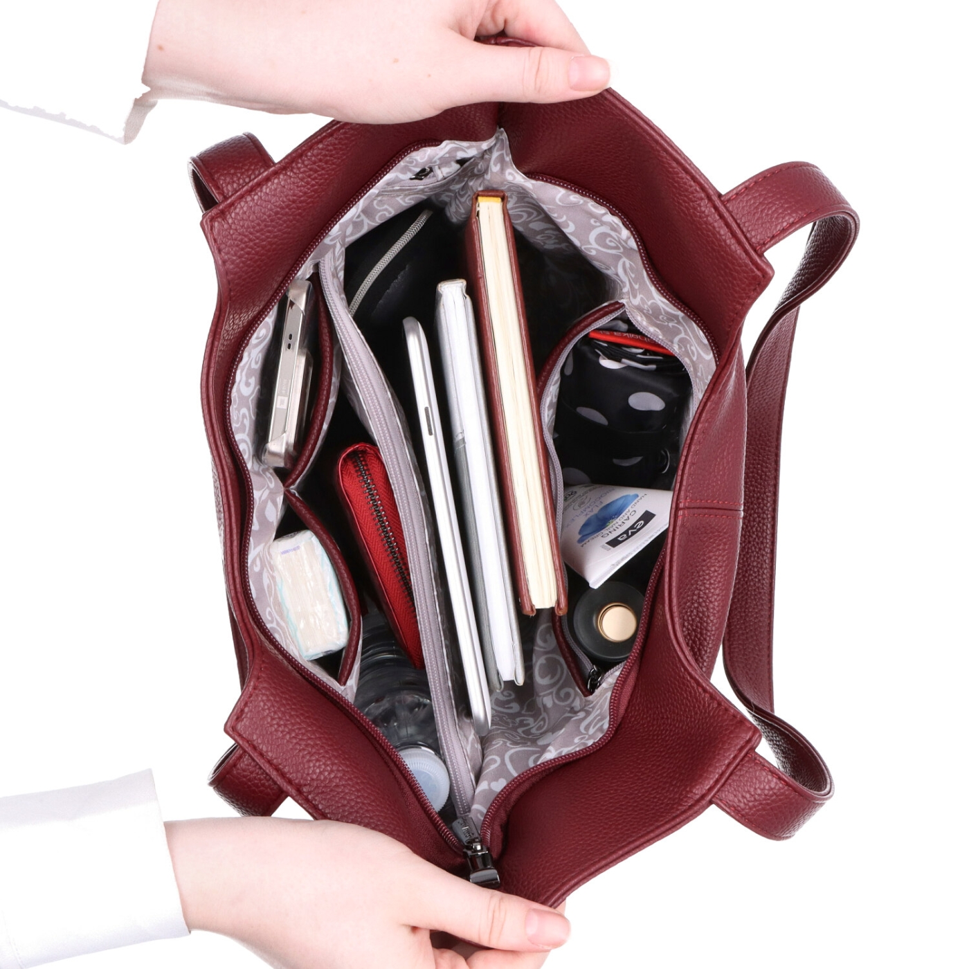 Praktická shopperka přes rameno Carmelo materiál syntetická kůže zapínání na zip barva růžová velikost velká 4323 LI Vnitřek