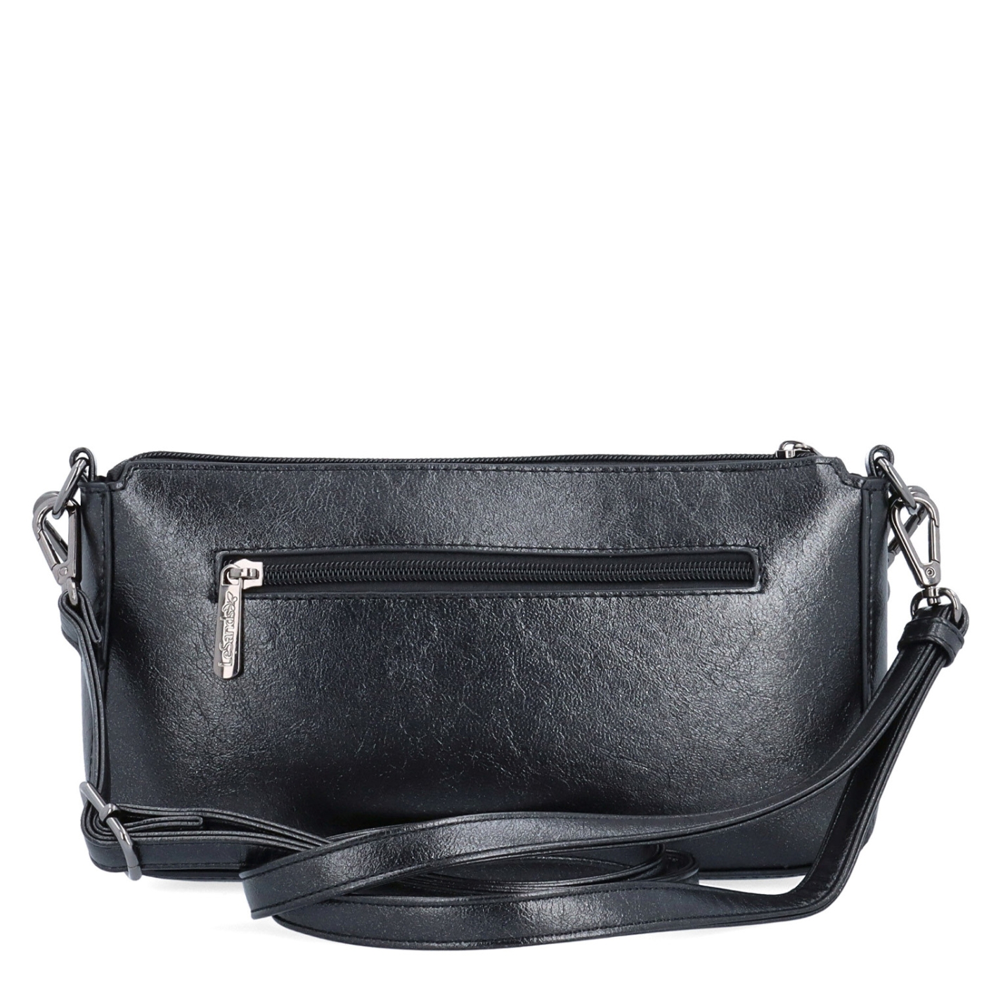 Malá crossbody kabelka s odnímatelným řetízkem Le Sands materiál syntetická kůže zapínání na zip barva šedá velikost malá 4610 ANT Zezadu