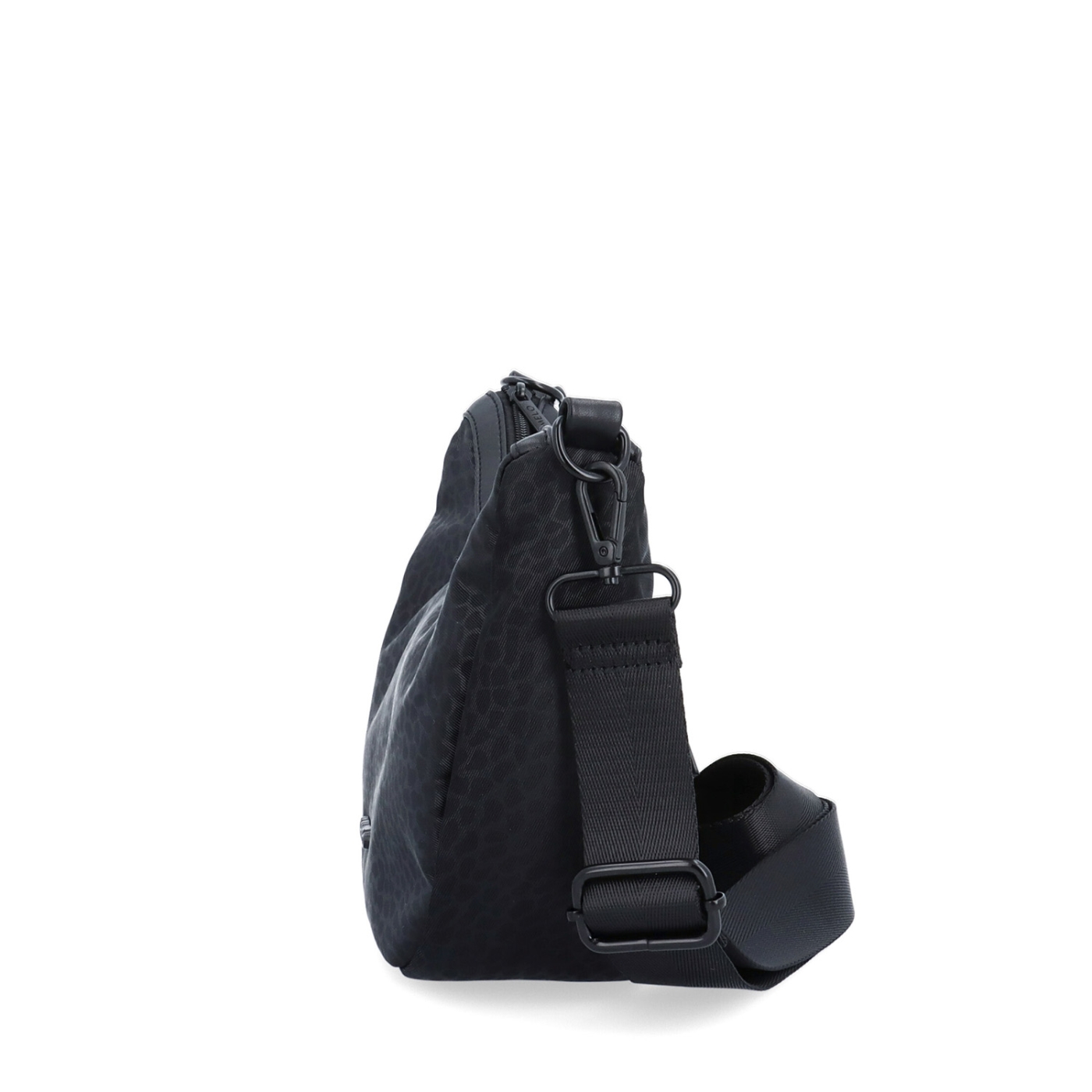 Malá kabelka se zaobleným tvarem Carmelo materiál nylon zapínání na zip barva černá velikost malá 6602 C LE Z boku