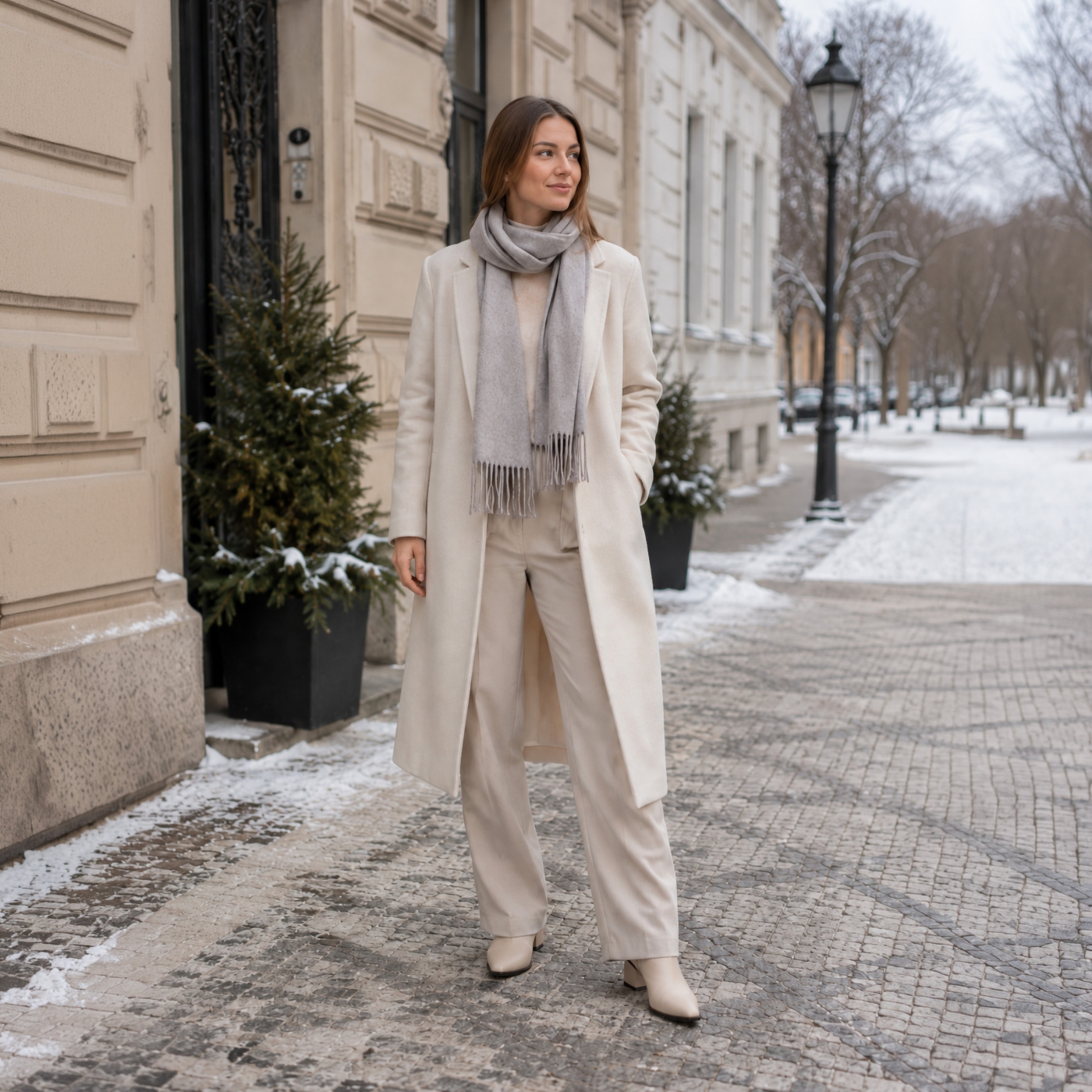 Elegantní jednobarevná šála s třásněmi Noelia Bolger materiál Polyester s příměsí vlny barva šedá KZ003 - 03
