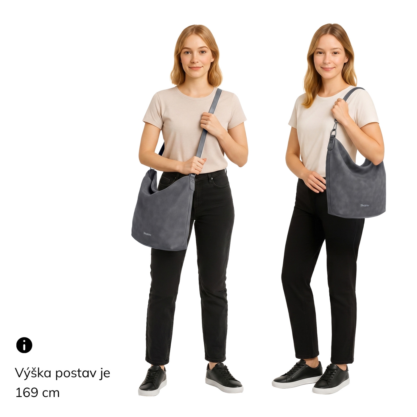 Stylová kabelka s více možnostmi nošení Tangerin materiál syntetická kůže zapínání na zip barva vínová velikost střední 1103 BO Na postavě