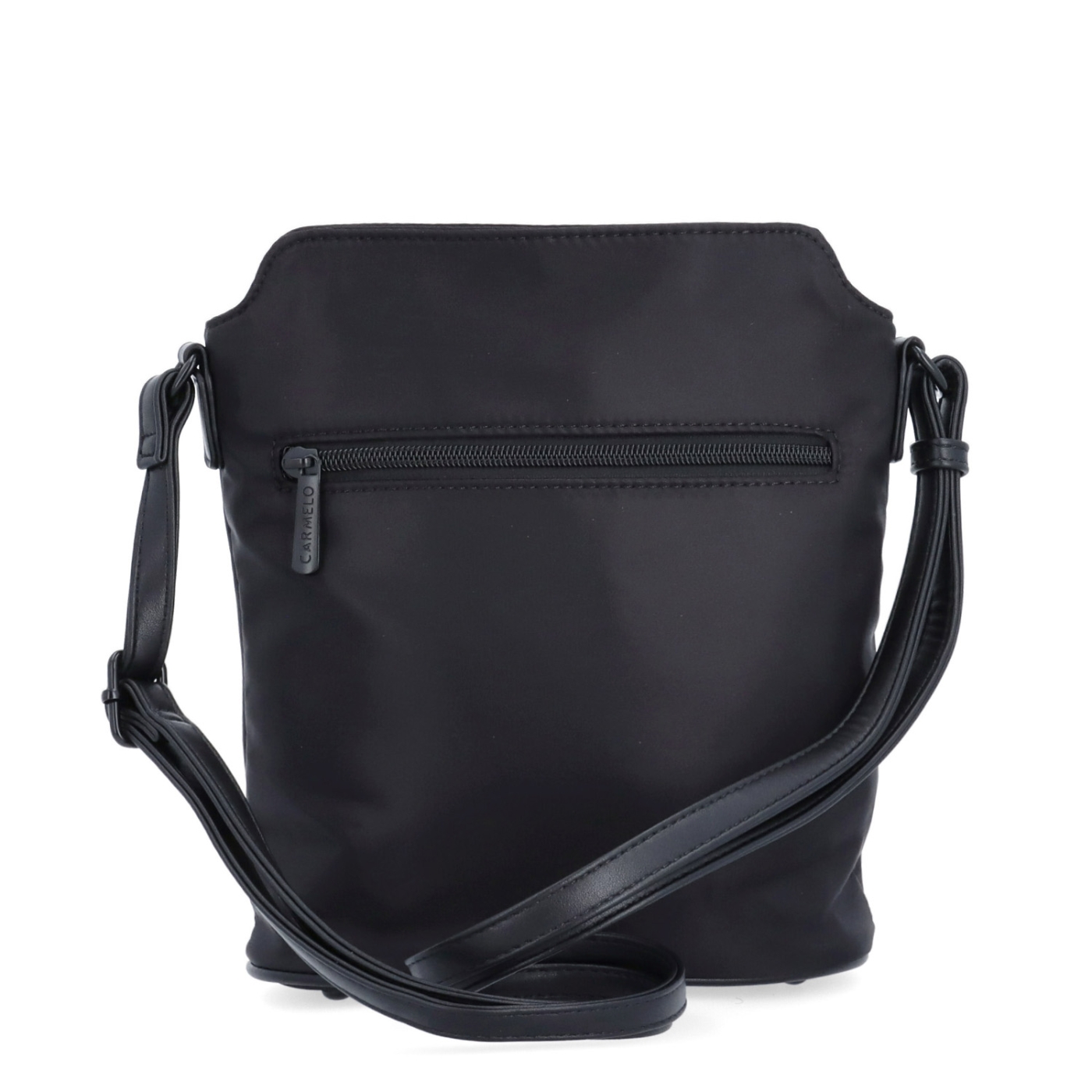 Praktická crossbody kabelka s extra kapsou Carmelo materiál nylon zapínání na zip barva černá velikost malá 6607 C Zezadu