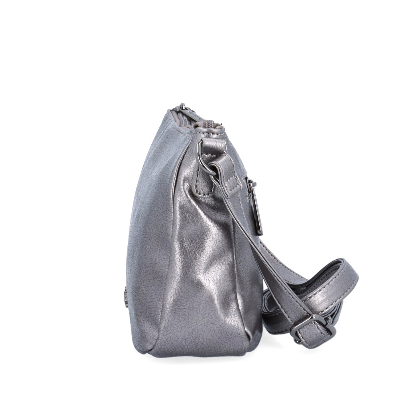 Elegantní syntetická kabelka s čistým designem LeSands materiál syntetická kůže zapínání na zip barva metalická velikost malá 4369 TI Z boku