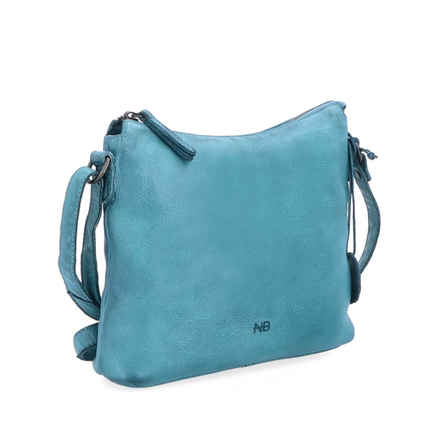 Kožená crossbody kabelka s moderním designem Noelia Bolger materiál kůže zapínání na zip barva tyrkysová velikost malá NB 2400 TYR