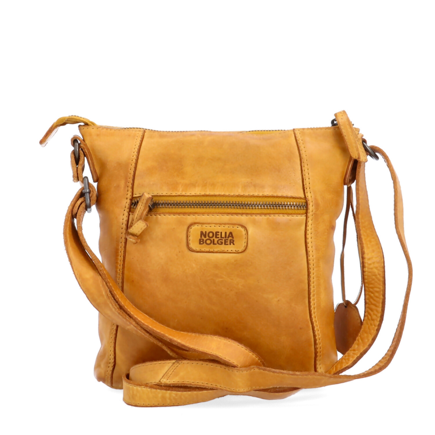 Malá kožená crossbody s prošitím Noelia Bolger materiál kůže zapínání na zip barva žlutá velikost malá NB 2086 ZLU Zezadu