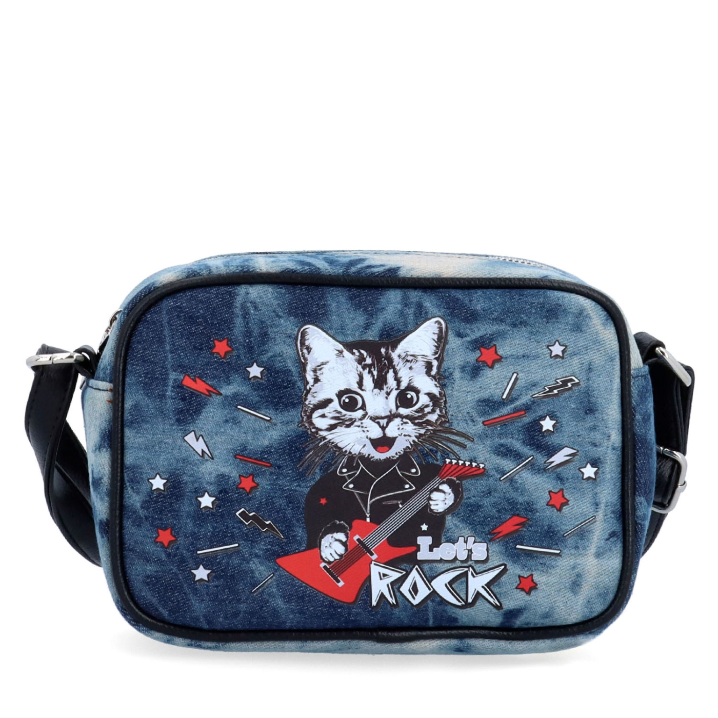 Malá džínová crossbody kabelka Indee materiál textil zapínání na zip barva modrá velikost malá 9305 01