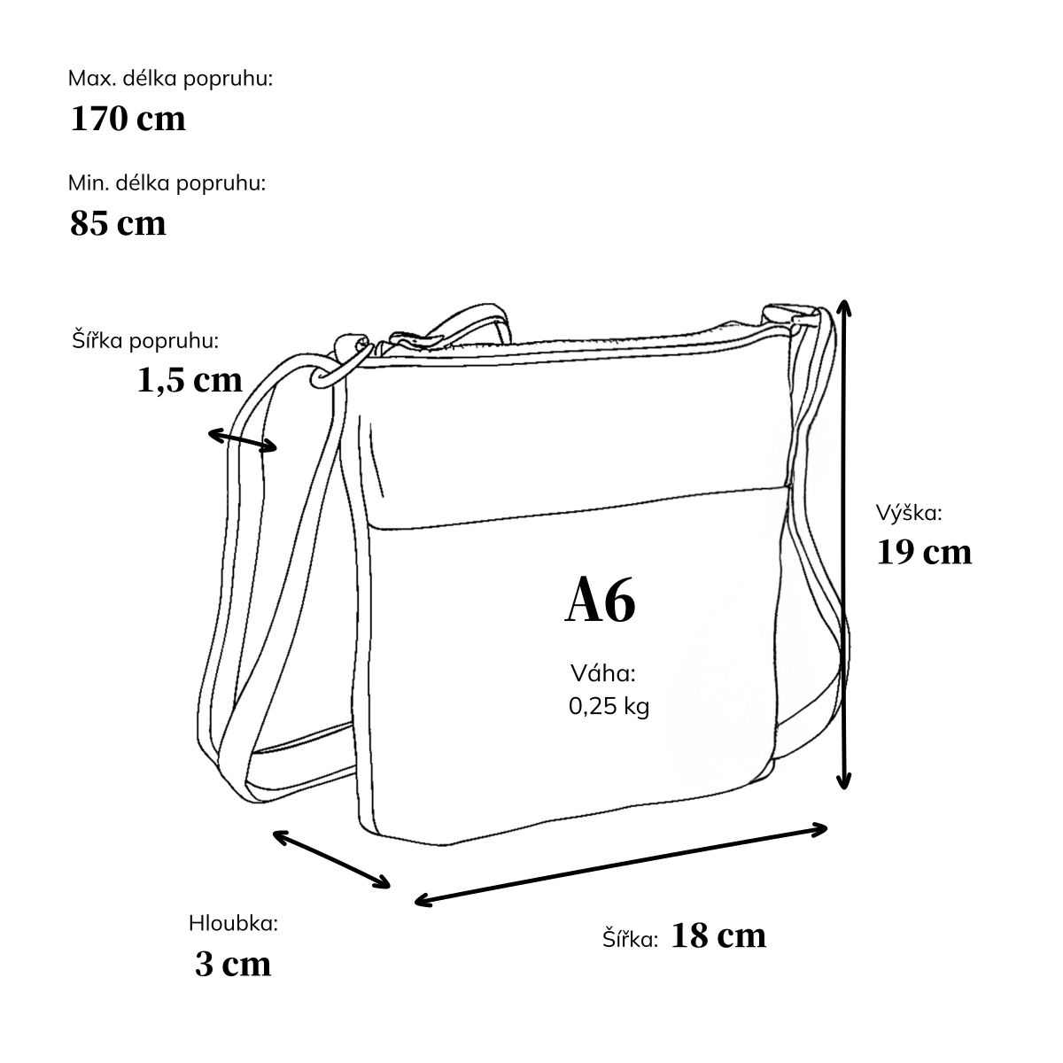 Malá kožená crossbody se zapínáním na zip Noelia Bolger materiál kůže zapínání na zip barva černá velikost malá NB 2090 C Rozměry