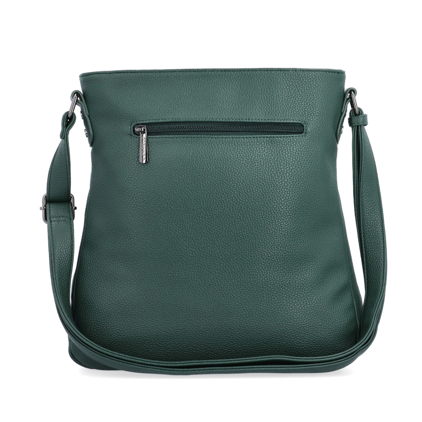 Designová crossbody kabelka Carmelo materiál syntetická kůže zapínání na zip barva zelená velikost střední 4271 TZE Zezadu