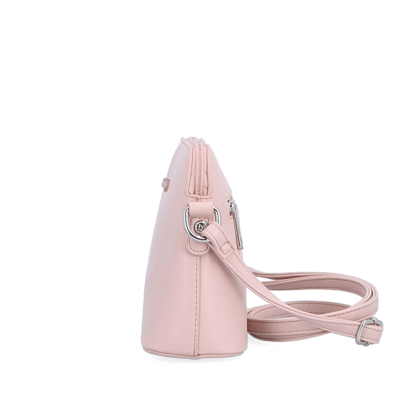 Minimalistická crossbody kabelka LeSands materiál syntetická kůže zapínání na zip barva růžová velikost malá 7710 R Z boku