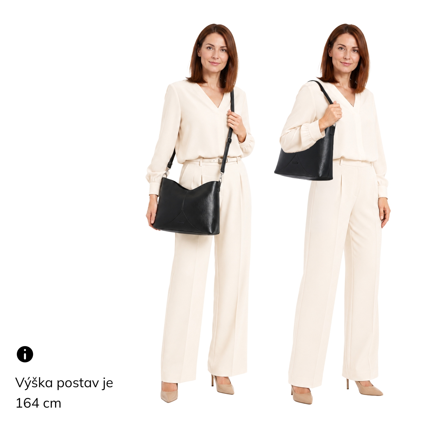 Designová kabelka s popruhem a uchem Le Sands materiál syntetická kůže zapínání na zip barva koňaková velikost střední 7732 KO Na postavě