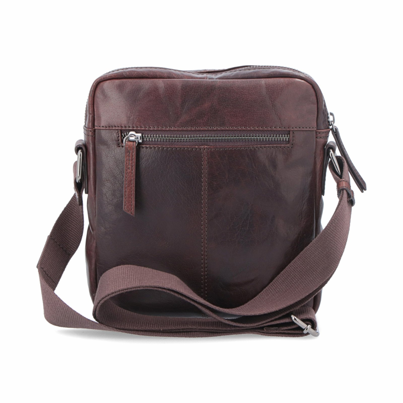 Kožená crossbody taška Poyem materiál kůže barva hnědá velikost malá 2206 Poyem H Zezadu