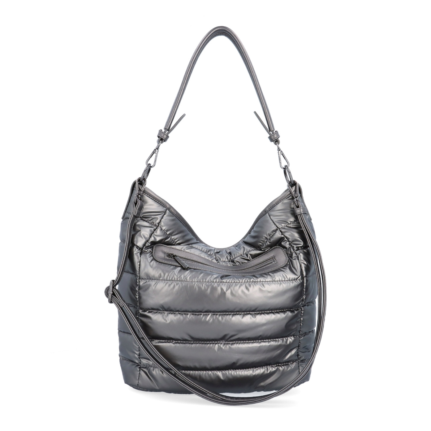Měkká kabelka s prošíváním a elegantním nádechem Carmelo materiál nylon zapínání na zip barva metalická velikost střední 4383 TI Zezadu