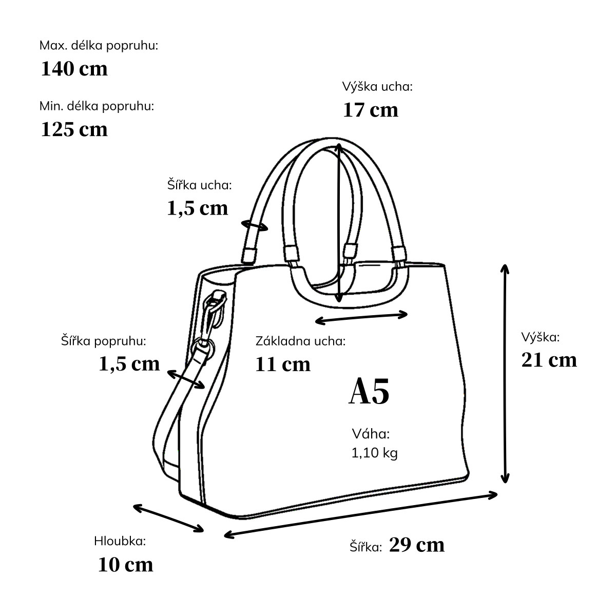 Business kabelka z pravé kůže Noelia Bolger materiál kůže zapínání na zip barva černá velikost střední NB 0068 C Rozměry