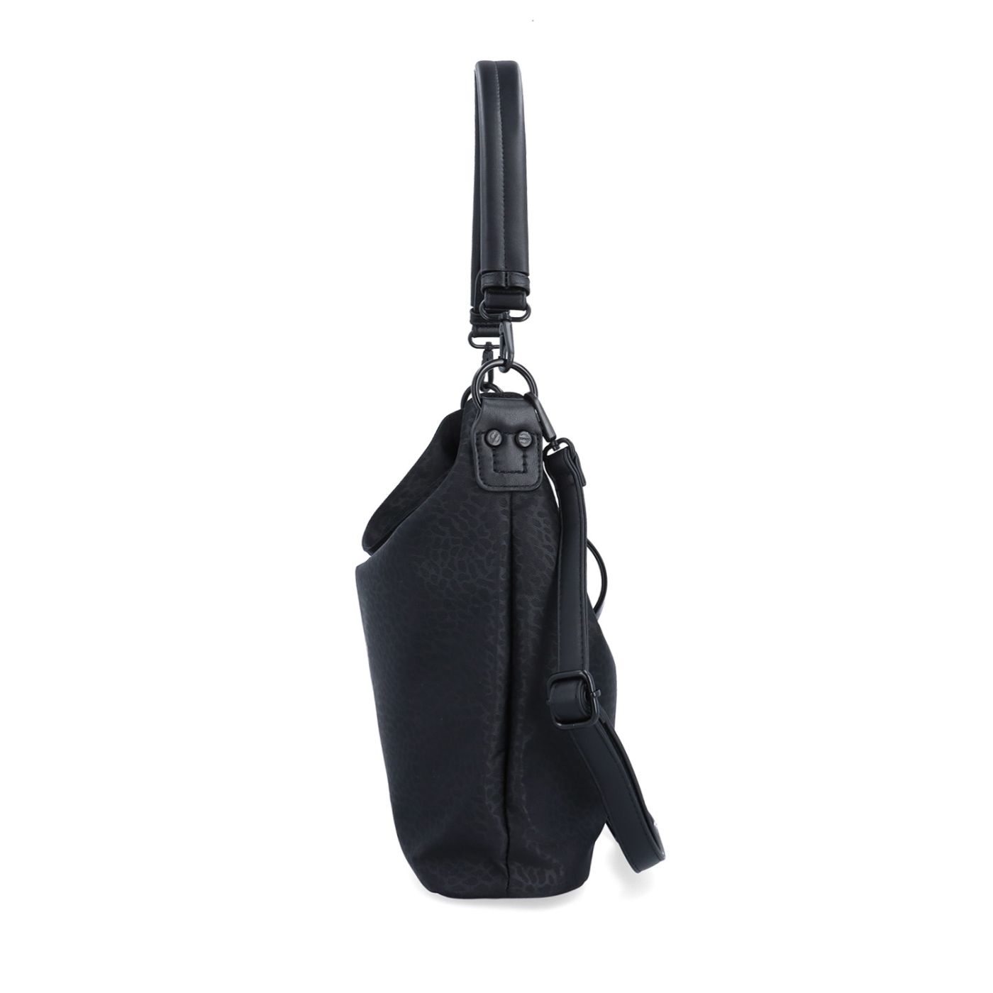 Elegantní dámská kabelka se dvěma popruhy Carmelo materiál nylon zapínání na zip barva černá velikost střední 6603 C LE Z boku