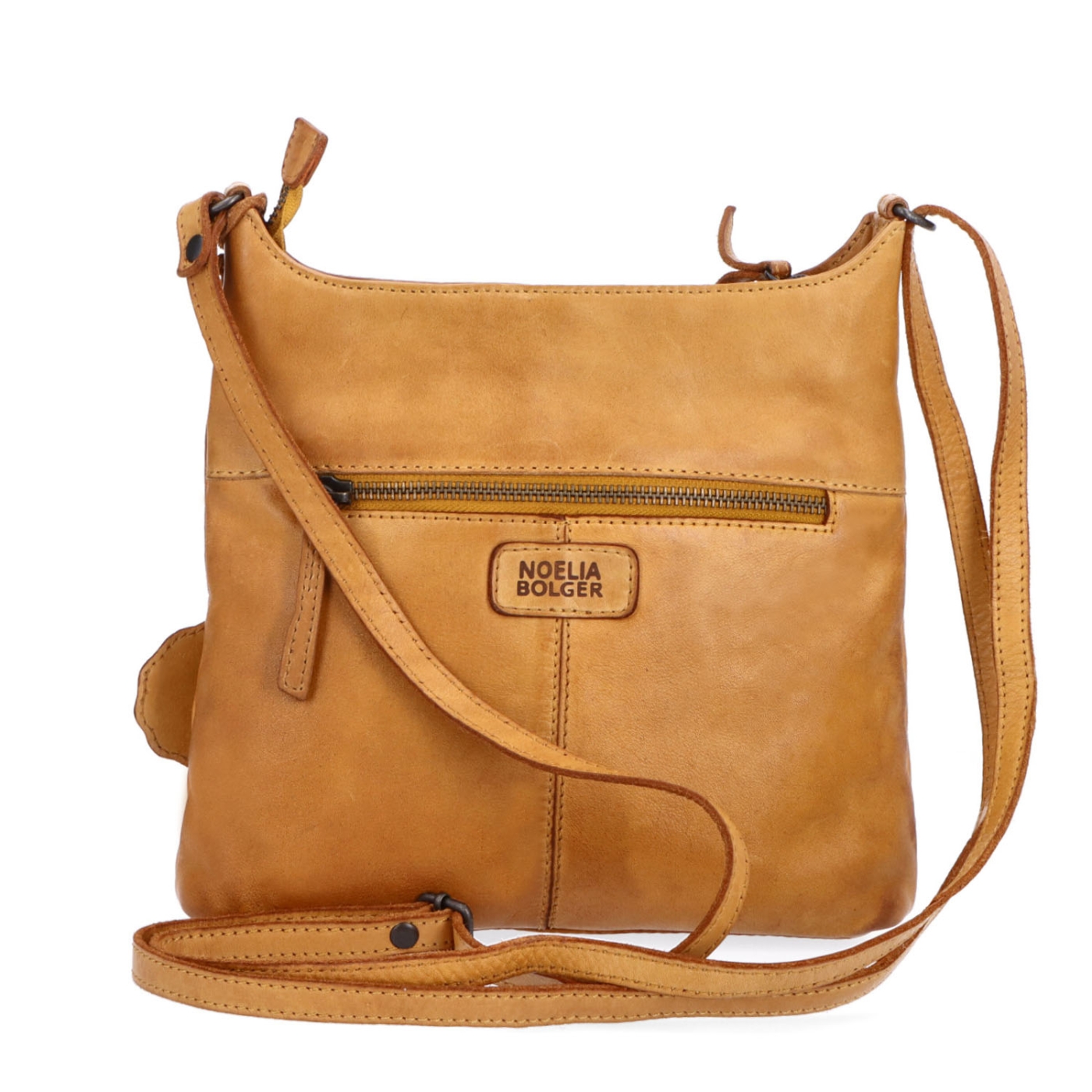 Kožená crossbody kabelka pro každý den Noelia Bolger materiál kůže zapínání na zip barva žlutá velikost malá NB 2404 ZLU Zezadu