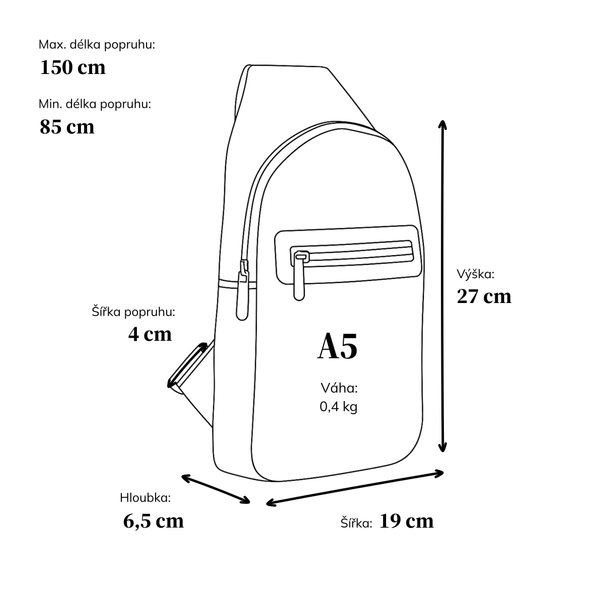Praktický bodybag na zip Carmelo materiál syntetická kůže zapínání na zip barva béžová velikost střední 4356 BE Rozměry