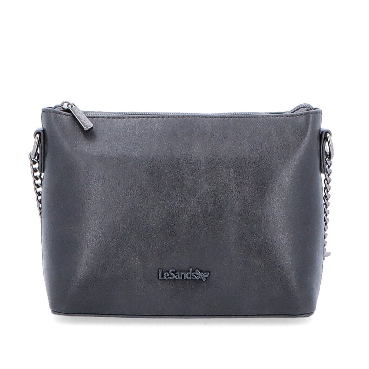 Společenská crossbody kabelka s řetízkem Le Sands materiál syntetická kůže zapínání na zip barva šedá velikost malá 7708 TS Zepředu
