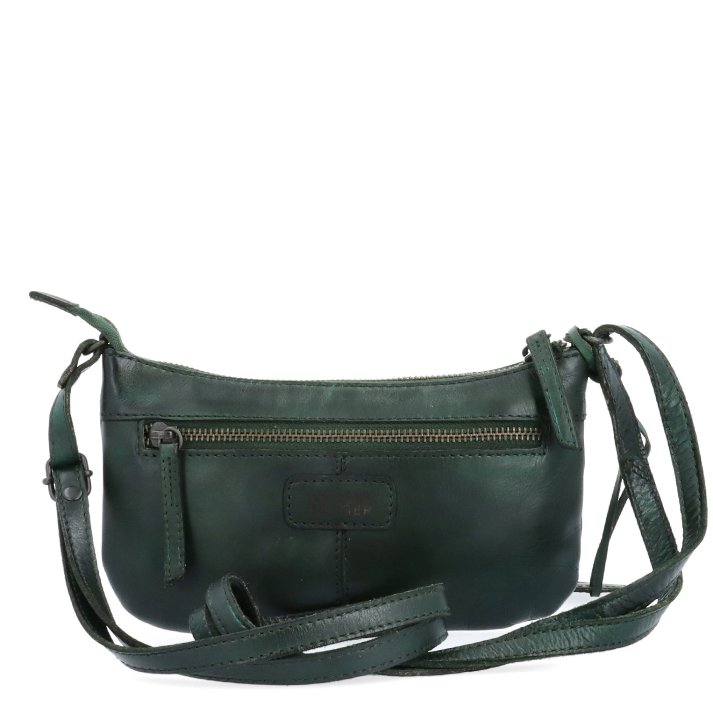 Malá elegantní kožená crossbody kabelka Noelia Bolger materiál kůže zapínání na zip barva zelená velikost malá NB 2420 ZE Zezadu