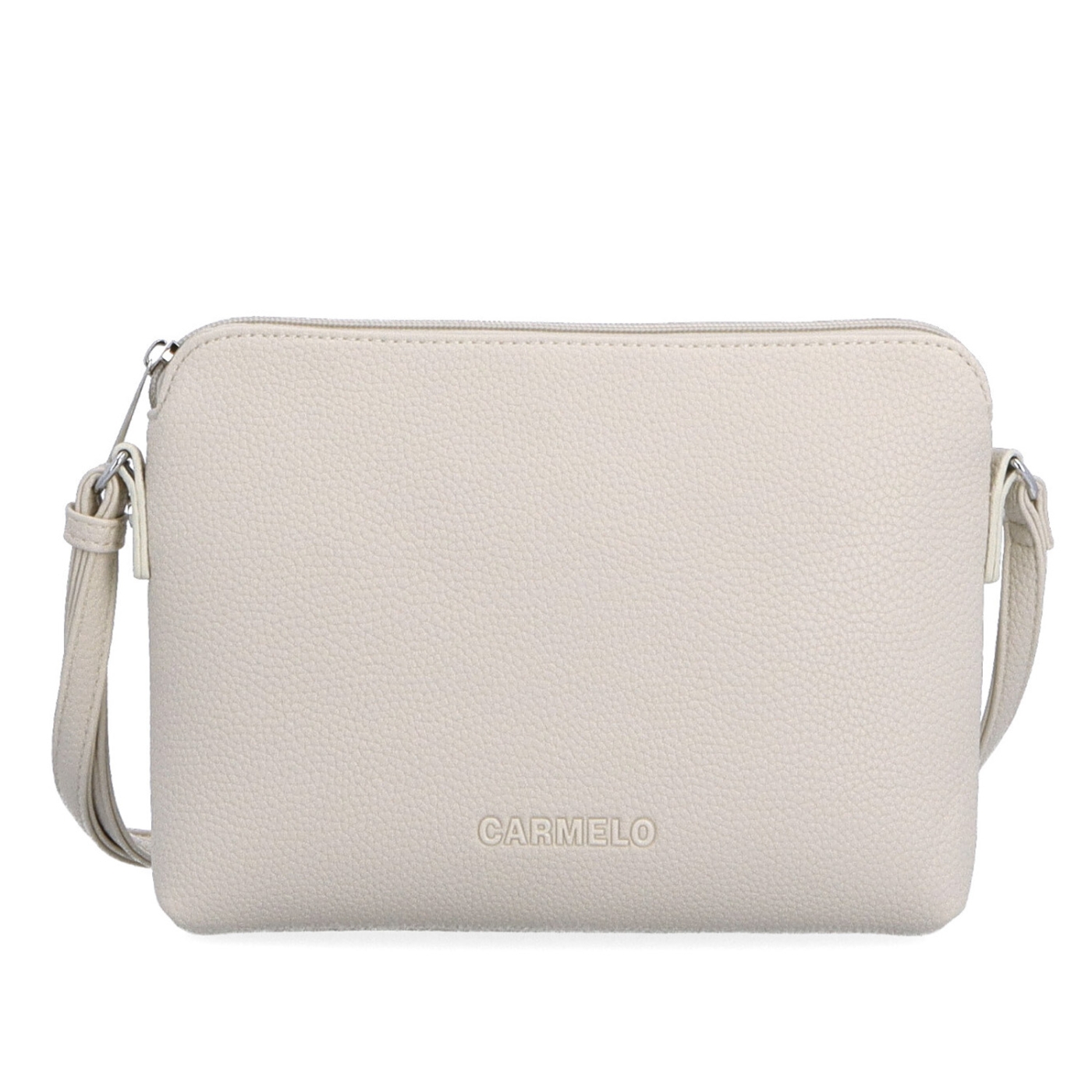 Minimalistická crossbody syntetická kabelka Carmelo materiál syntetická kůže zapínání na zip barva béžová velikost malá 4333 BE Zepředu